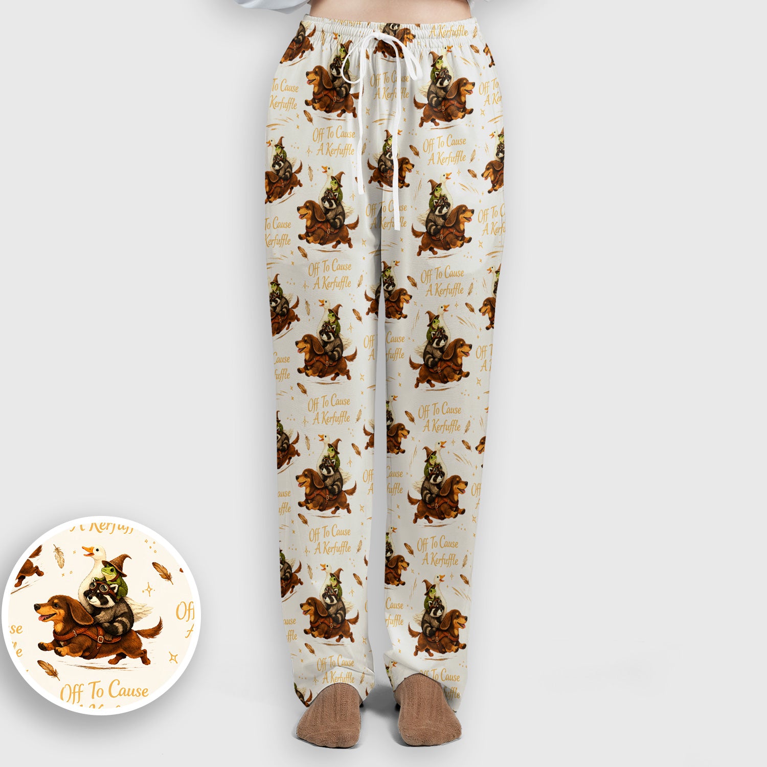 Funny Halloween Off To Cause A Kerfuffle Pattern Scrub Set, Scrub Pants and V Neck Top