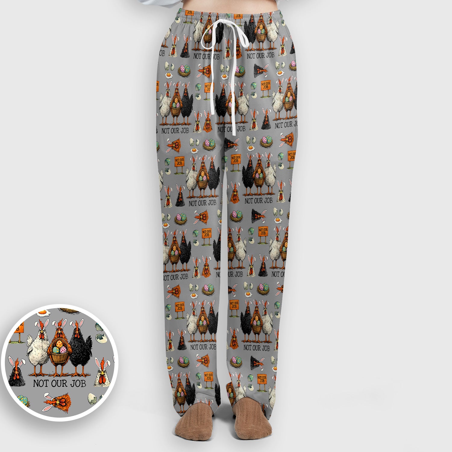 Funny Easter Chicken Humor Pattern Scrub Set, Scrub Pants and V Neck Top
