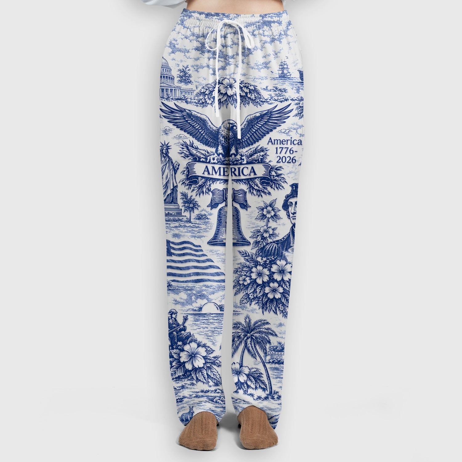 Patriotic America Heritage Toile Pattern Scrub Set, Women's Scrub Sets