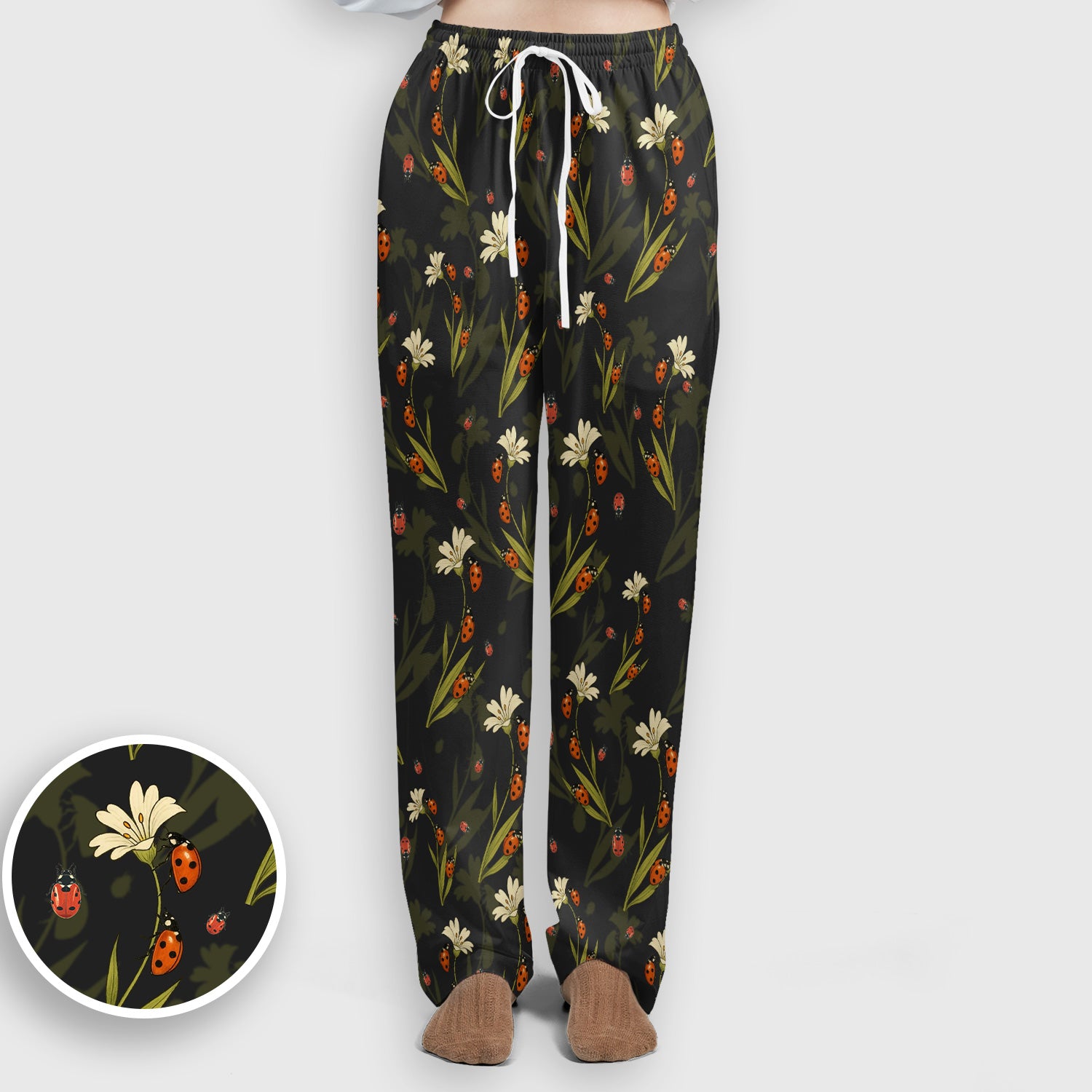 Fresh Daisy Ladybug Garden Pattern Scrub Set, Nurse Uniform Scrubs Set