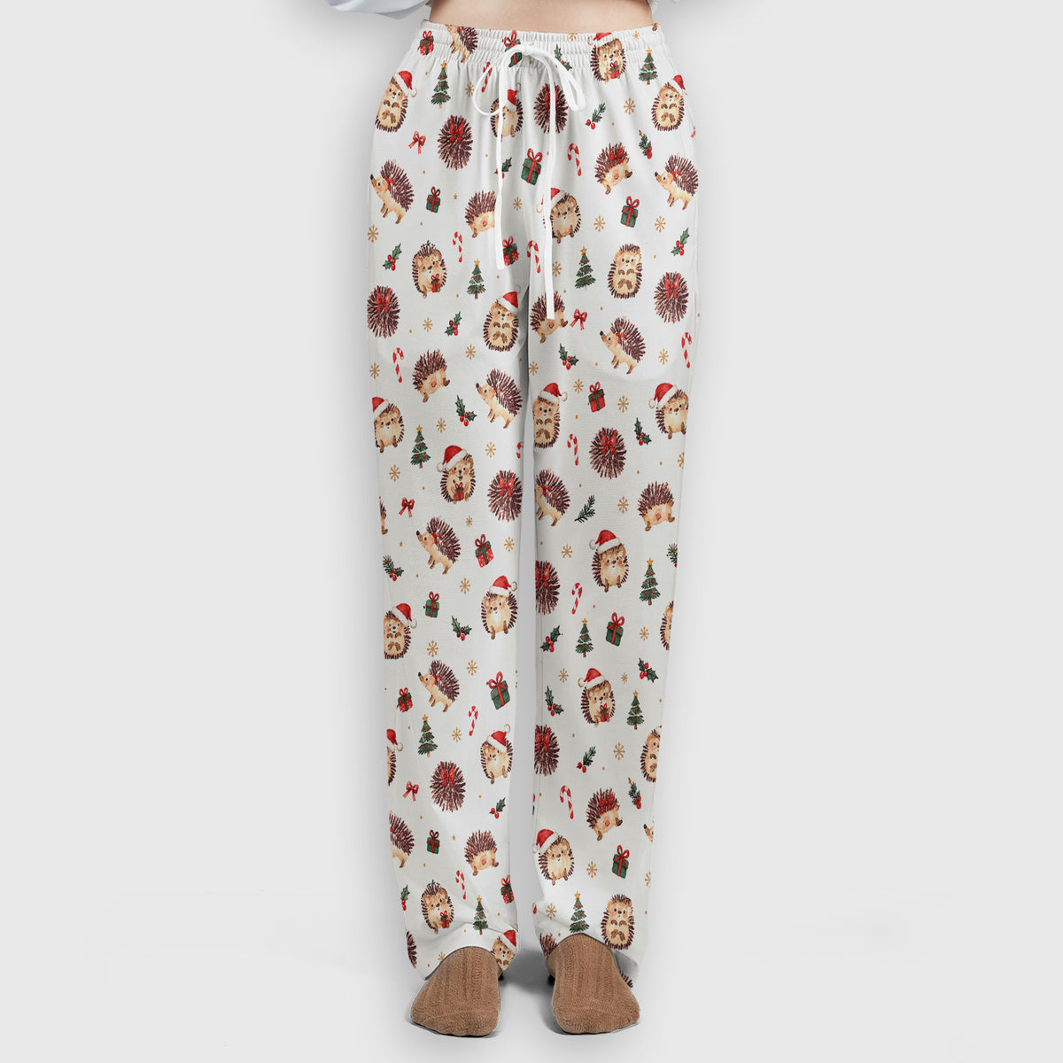 Christmas Hedgehogs And Gifts Scrub Set, Scrub Pants and V Neck Top