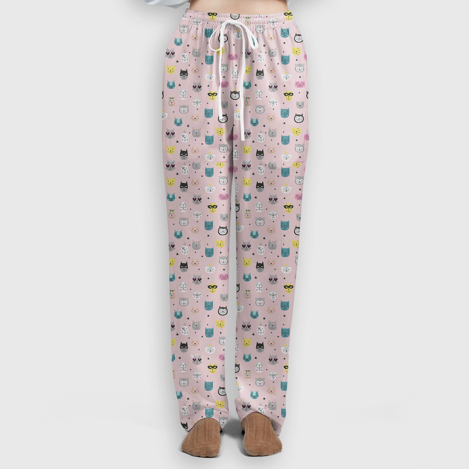 Cute Colorful Cat Pattern Women's Scrub Sets, Breathable Med Uniform
