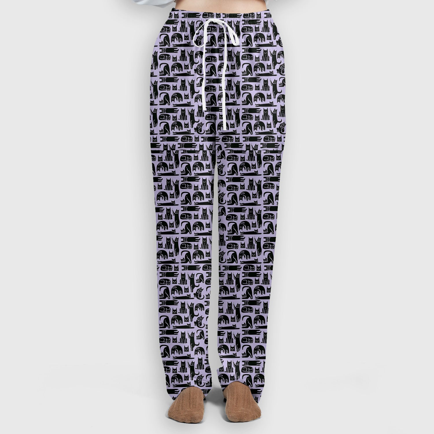 Cute Funny Cat Poses Print Scrub Sets, Scrub Pants and V Neck Top