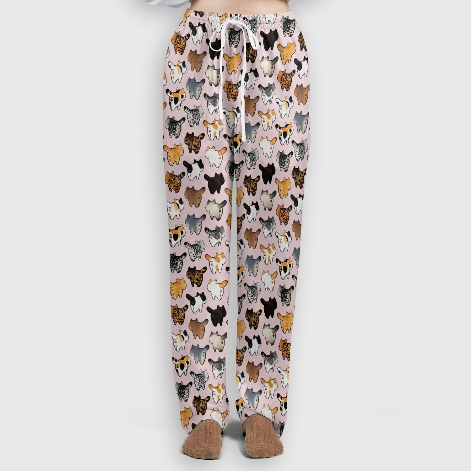 Cat Butt Pattern Medical Scrub Set, Breathable Fabrics Nursing Uniform