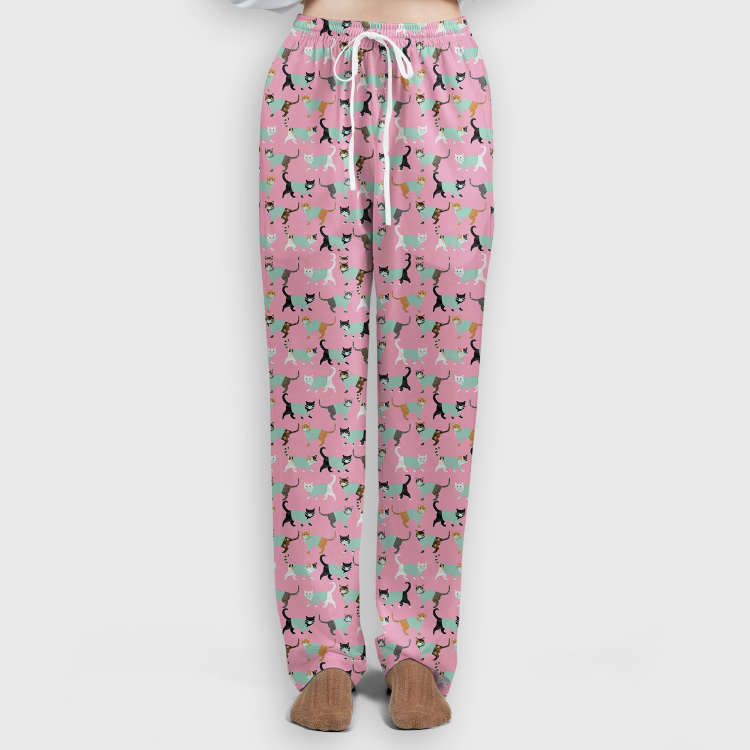 Playful Cat Nurse All Over Print Scrub Set, Scrub Pants and V Neck Top