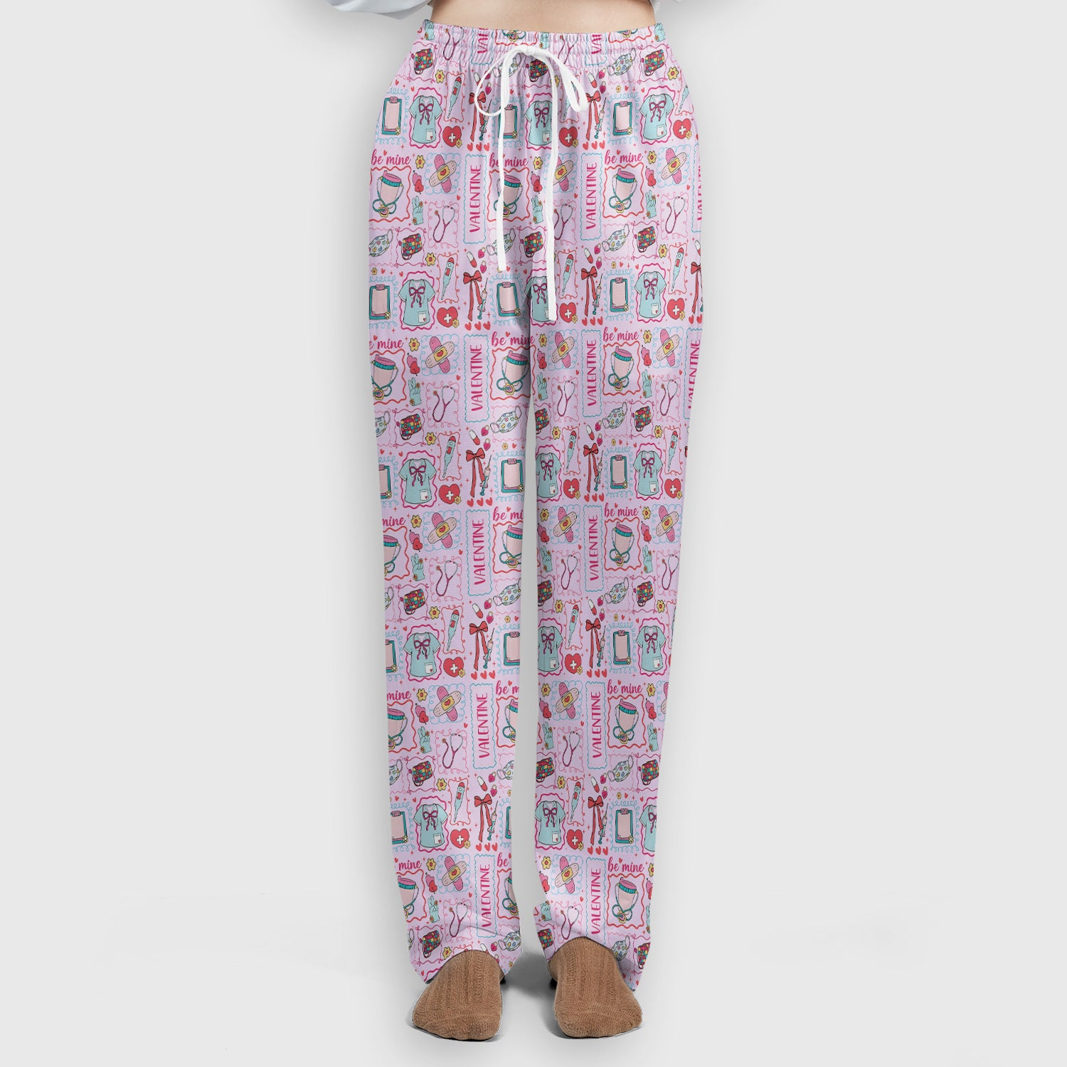 Valentine Medical Hearts Bandages Syringes Scrub Set, Breathable Med Uniform