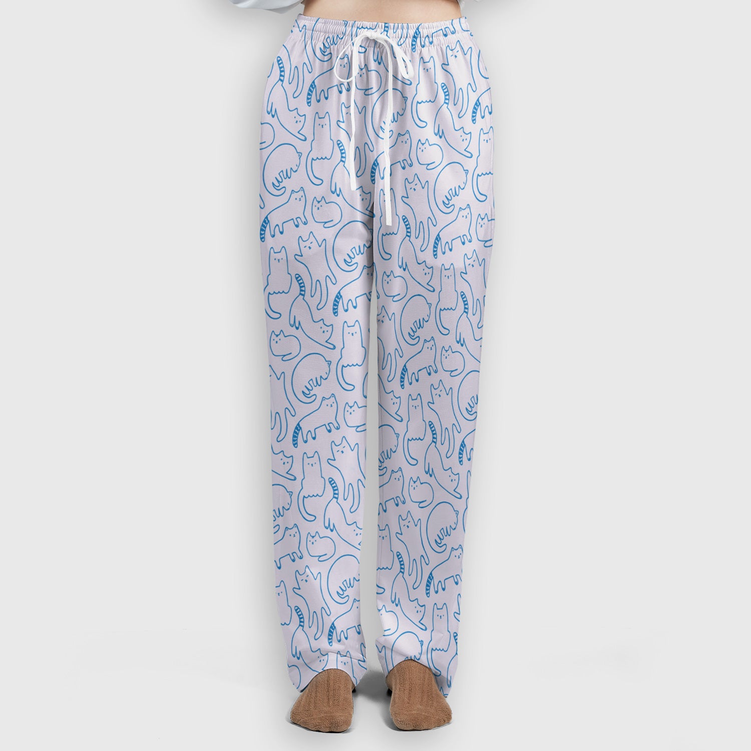Artistic Cat Pattern Medical Scrub Set, Breathable Fabrics Nursing Uniform