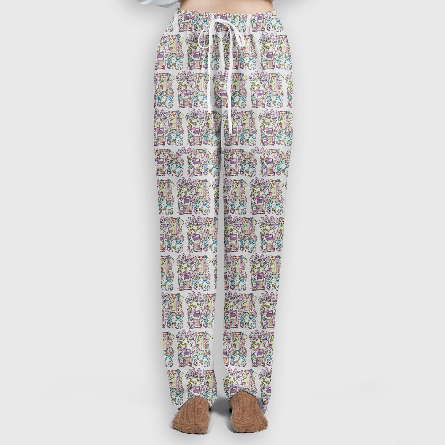 Colorful Nurse Scrub Supplies Pattern Scrub Set, Scrub Pants and V Neck Top
