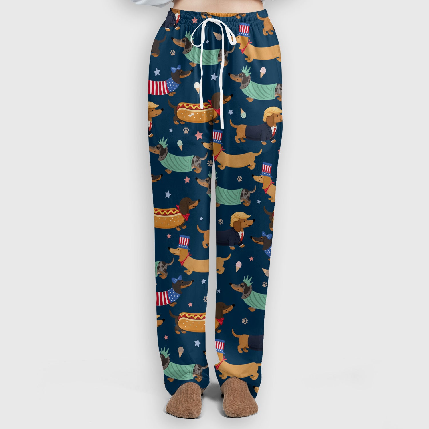 Funny Patriotic Dachshund Costume Dogs Scrub Set, Women's Scrub Sets