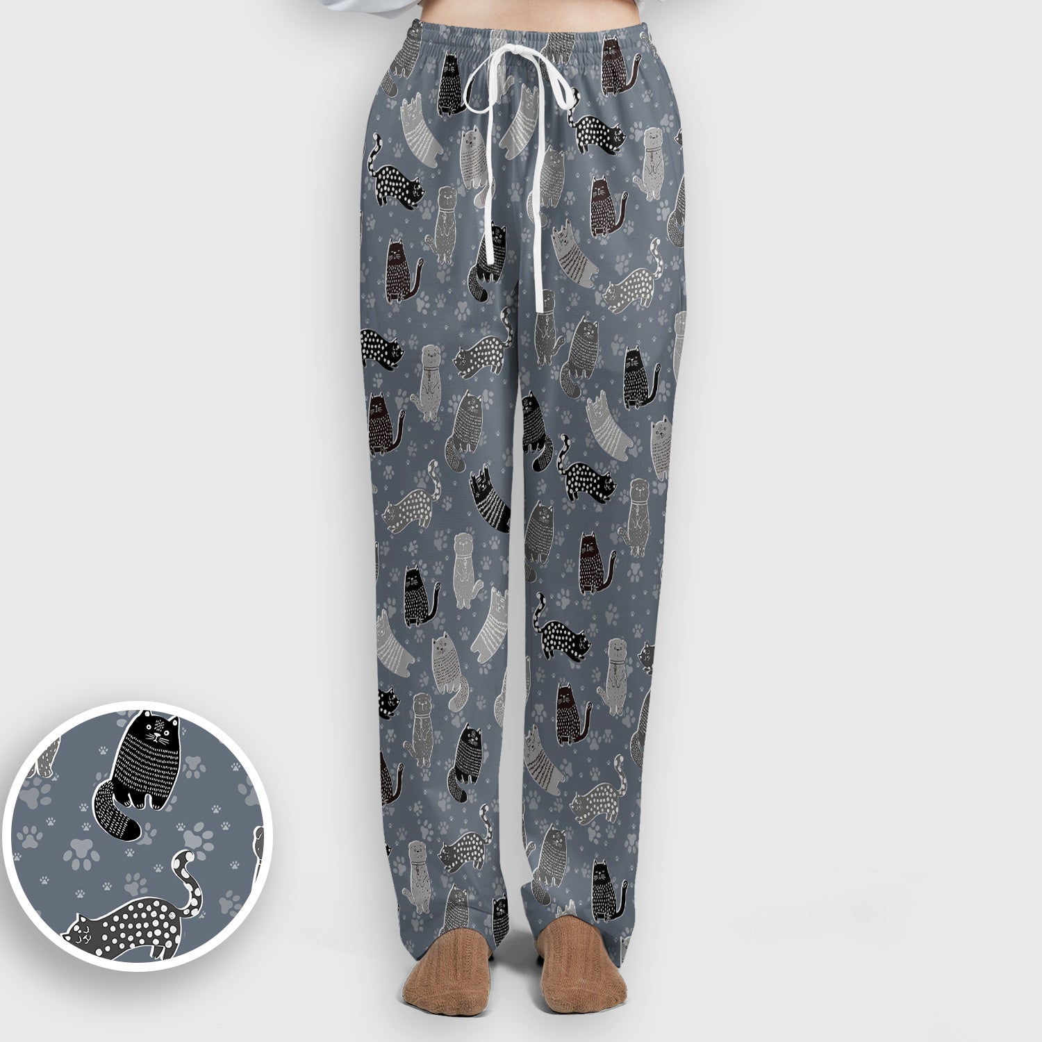Cute Cat and Paw Print Pattern Scrub Set, Breathable Med Uniform