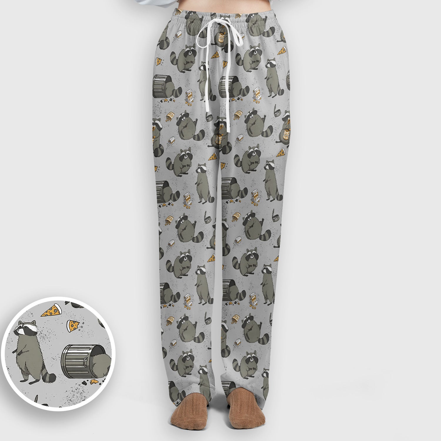 Raccoon Snack And Trash Can Pattern Scrub Set, Breathable Med Uniform