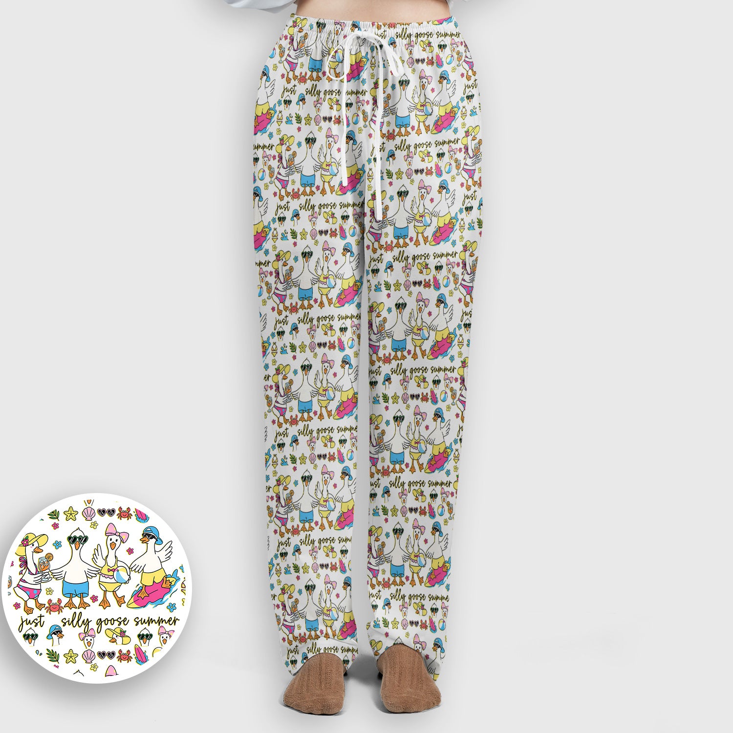 Silly Goose Summer Pattern Scrub Top, Breathable Fabrics Nursing Uniform