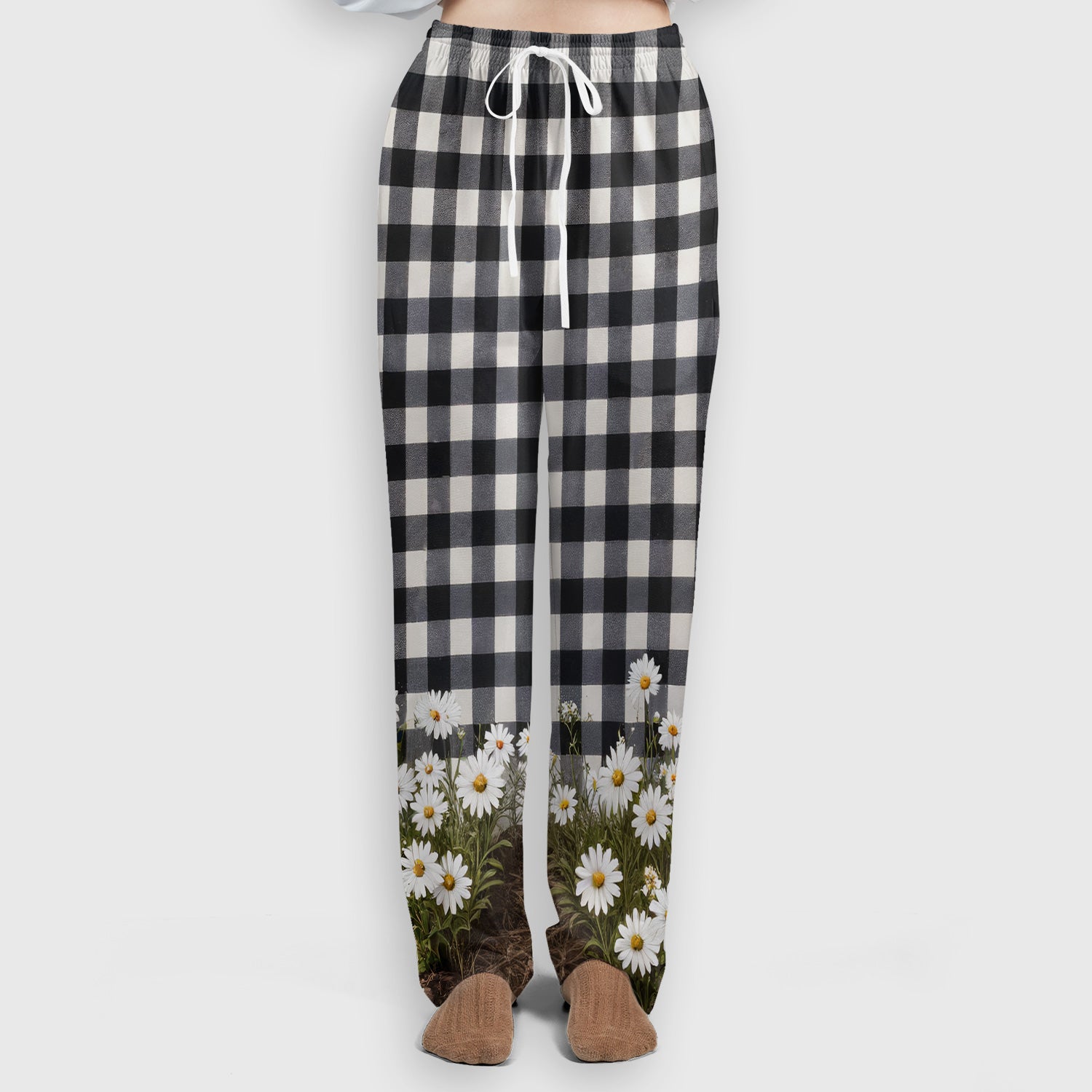 Highland Cow Daisy Pattern Scrub Set, Scrub Pants and V Neck Top