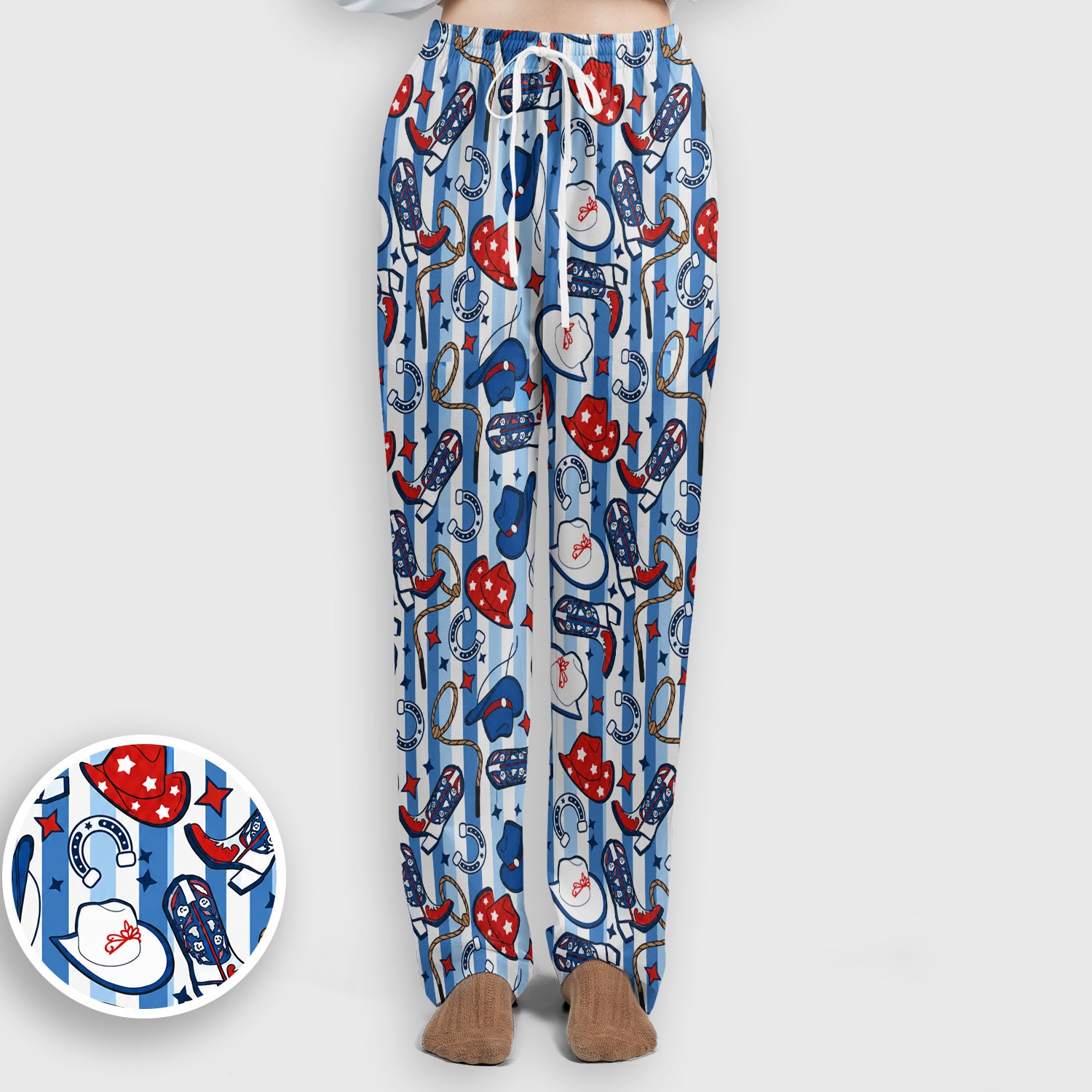 Western Cowboy Boots And Hats Print Scrub Set, Scrub Pants and V Neck Top