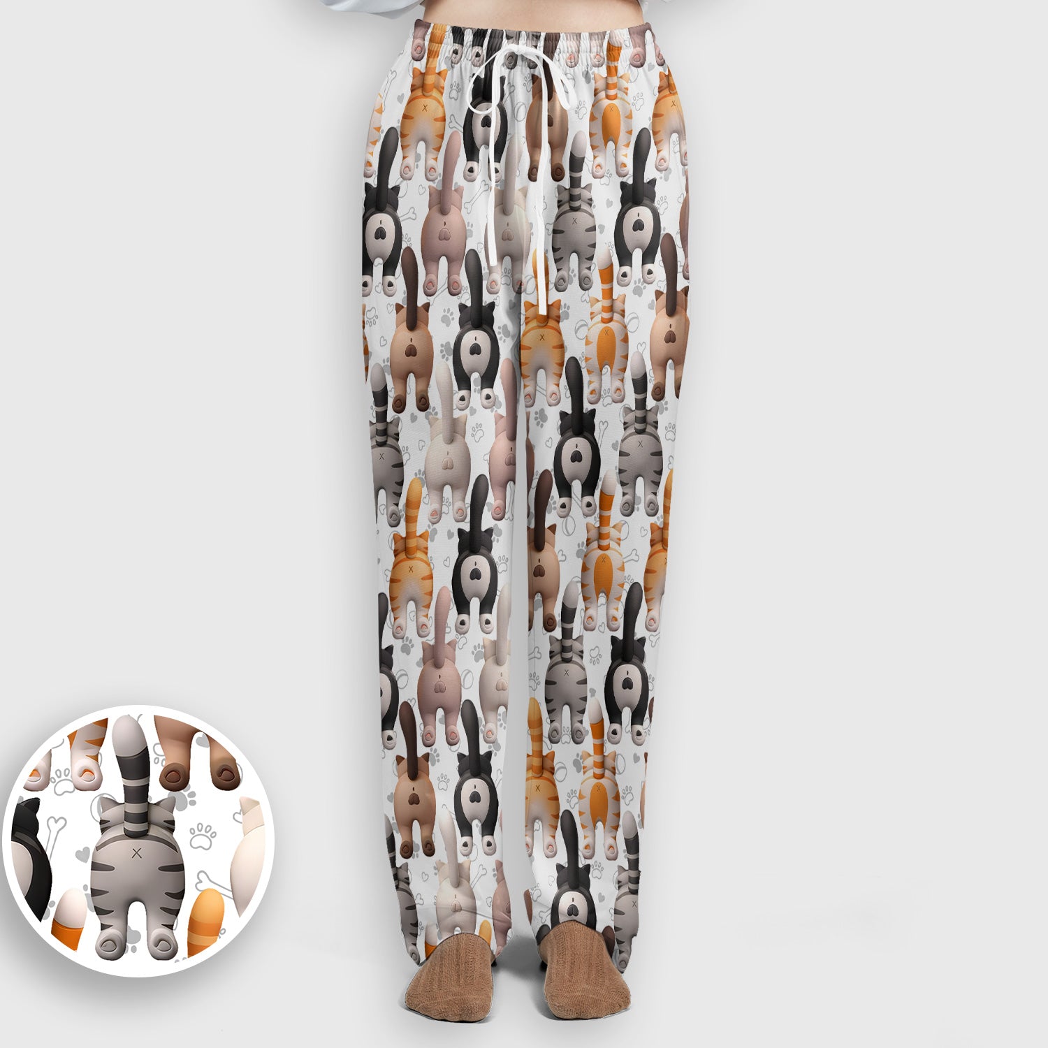 Funny Cat Butt Paw Print Pattern Scrub Set, Nurse Uniform Scrubs Set