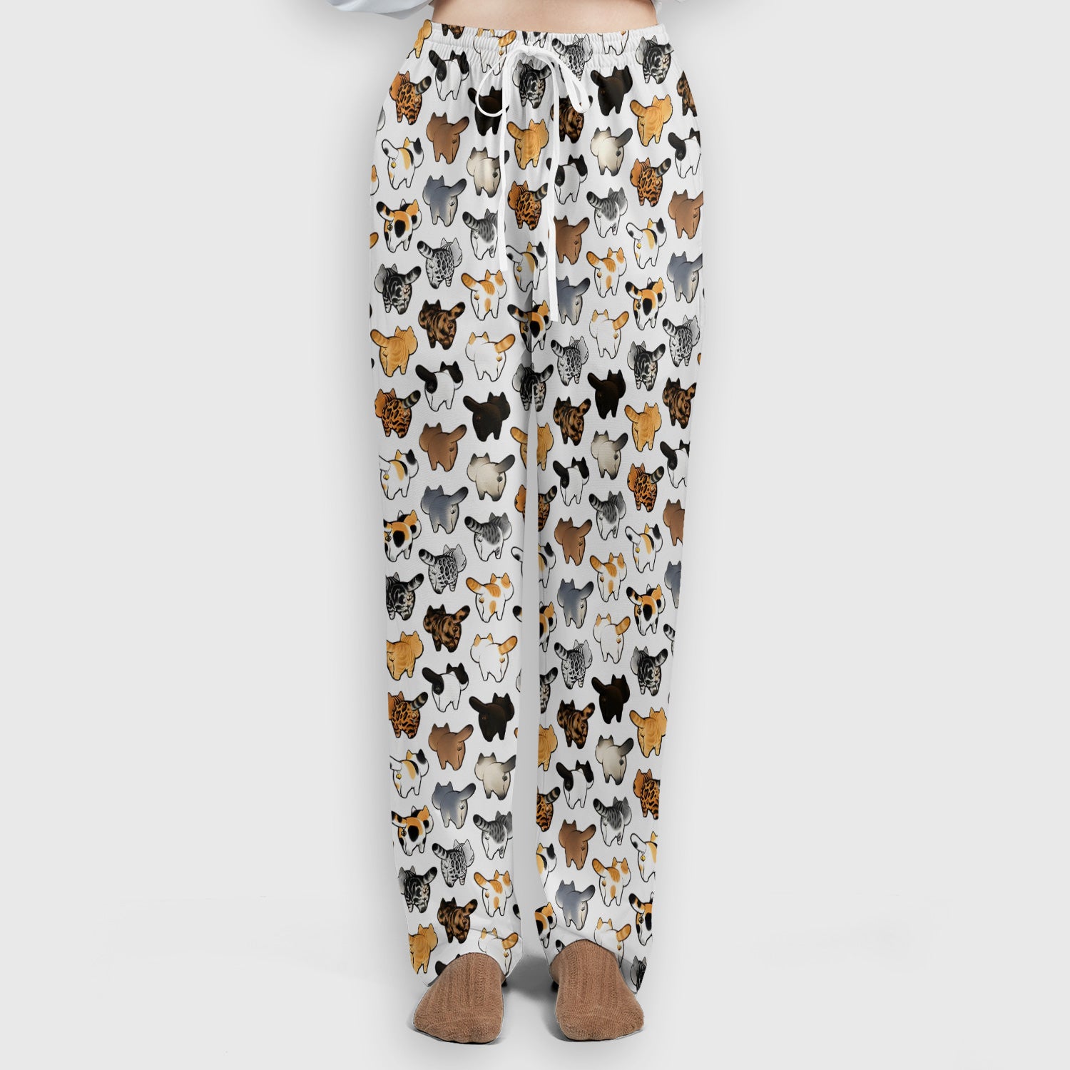 Cat Butt Pattern Medical Scrub Set, Breathable Fabrics Nursing Uniform