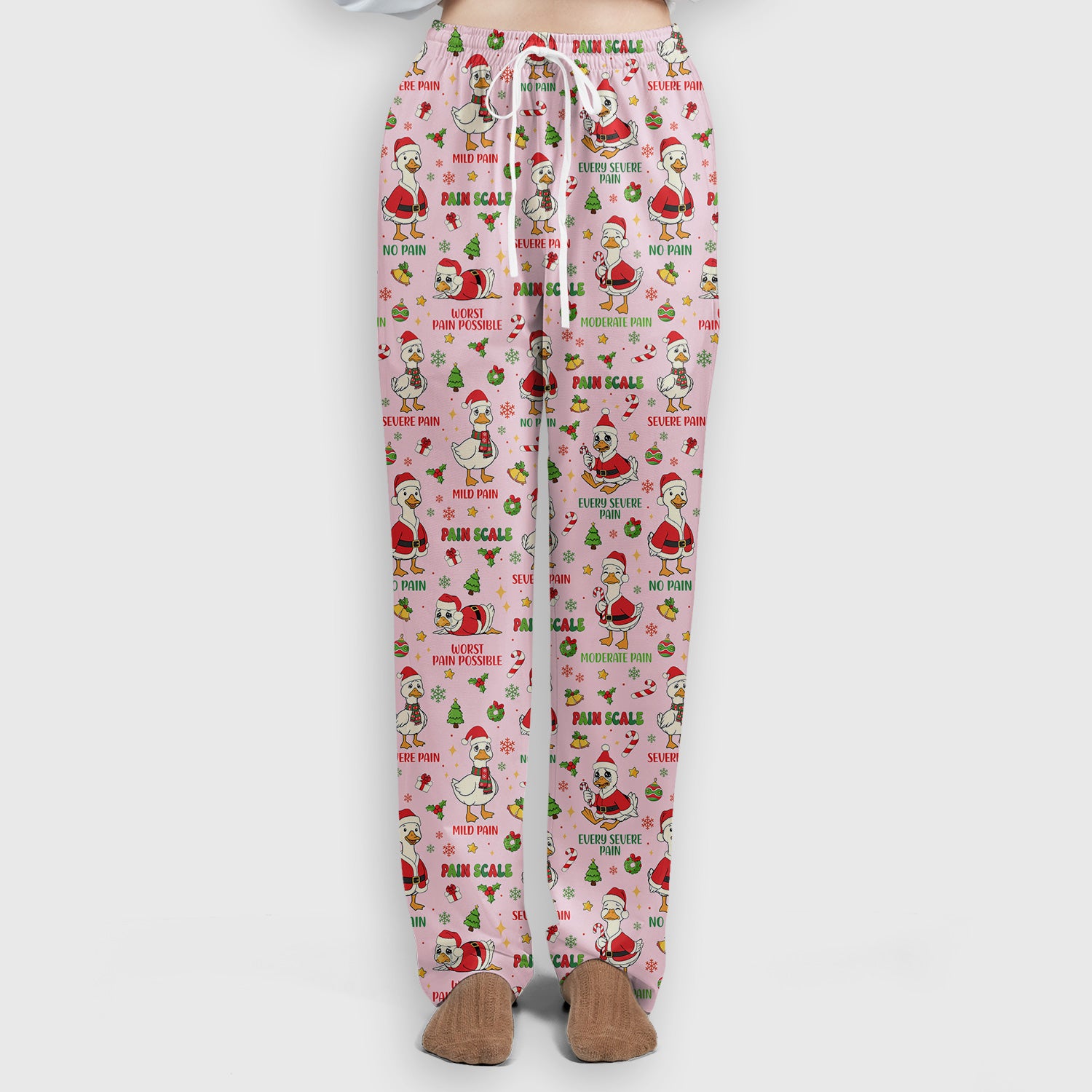 Christmas Nurse Scrub Set - Funny Goose Pain Scale Pants and V Neck Top - Cute Holiday Medical Uniform for RN LPN CNA