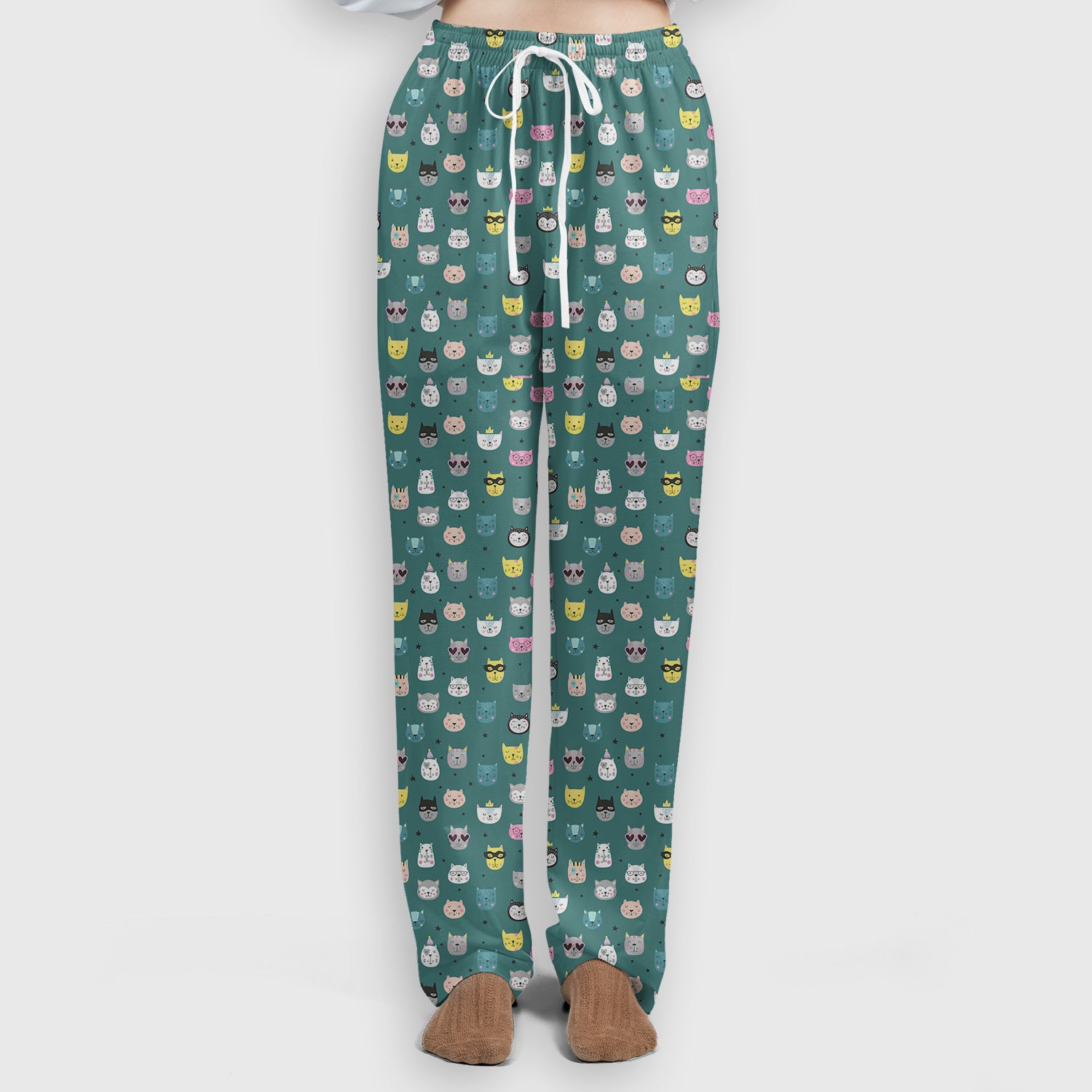 Cute Colorful Cat Pattern Women's Scrub Sets, Breathable Med Uniform