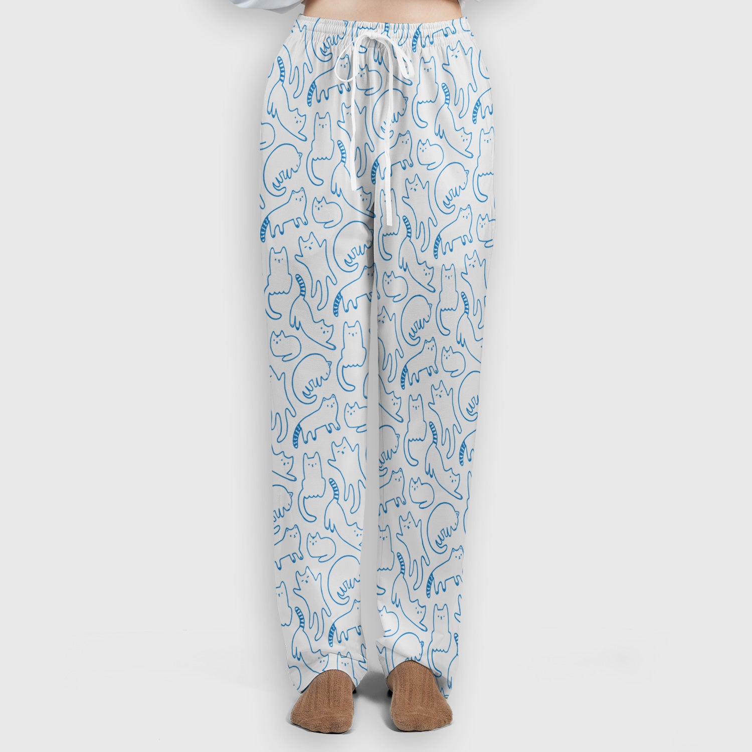 Artistic Cat Pattern Medical Scrub Set, Breathable Fabrics Nursing Uniform