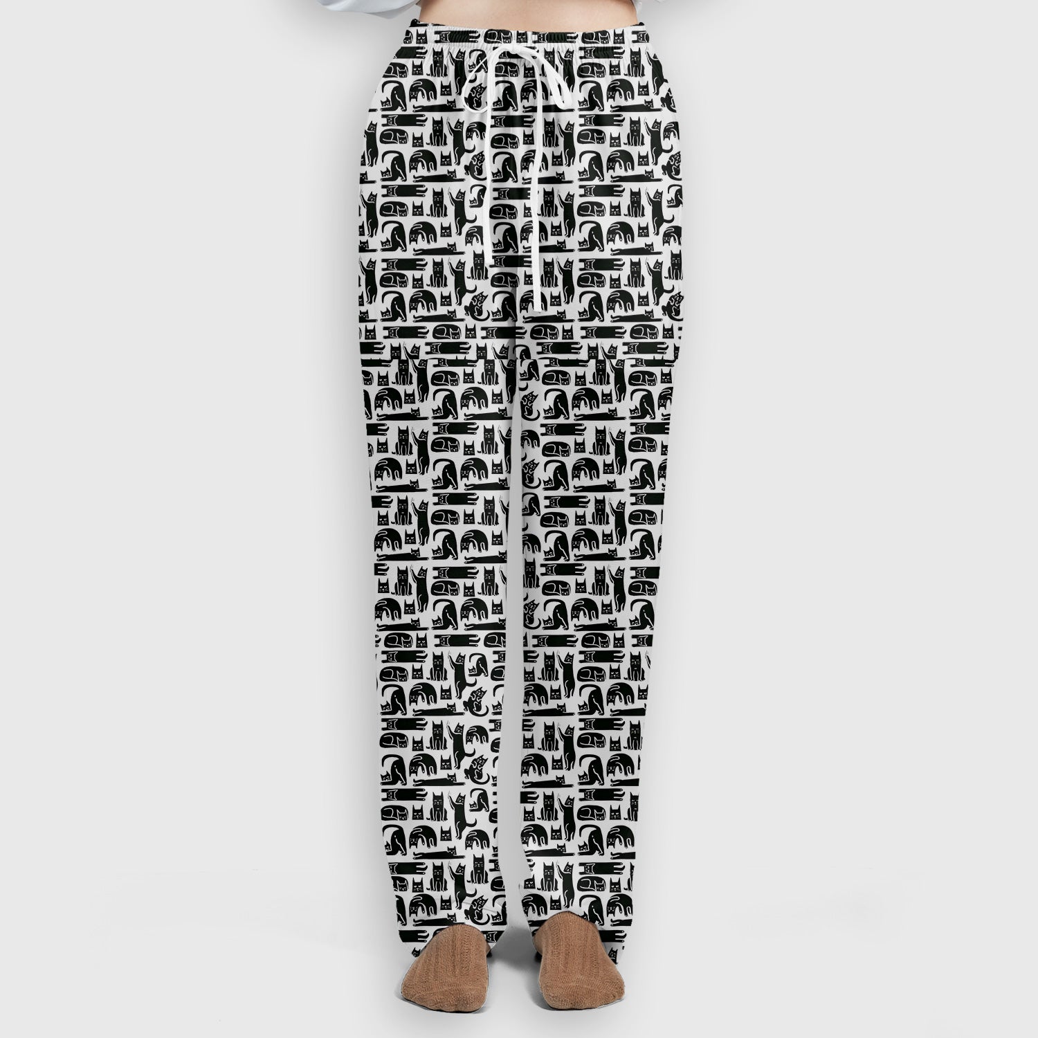 Cute Funny Cat Poses Print Scrub Sets, Scrub Pants and V Neck Top
