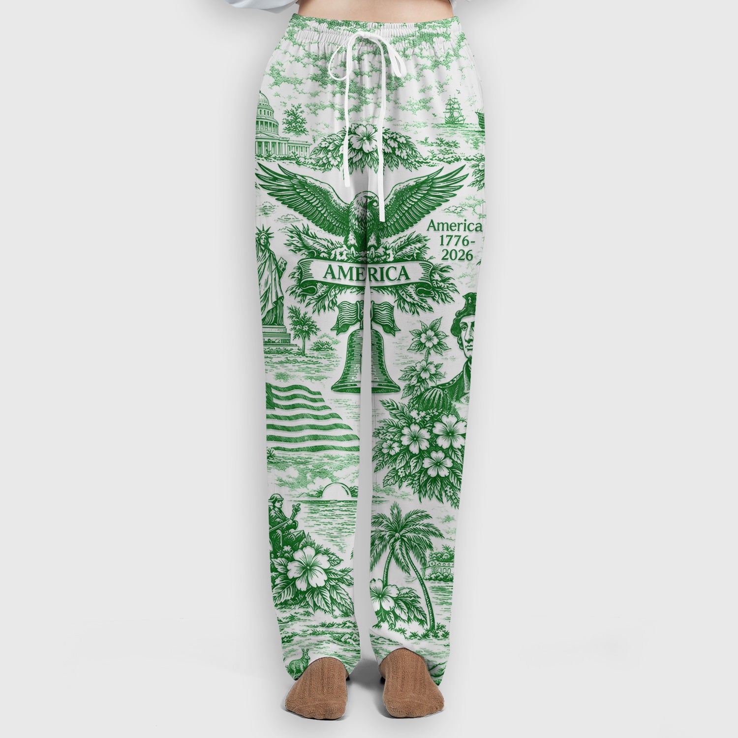 Patriotic America Heritage Toile Pattern Scrub Set, Women's Scrub Sets