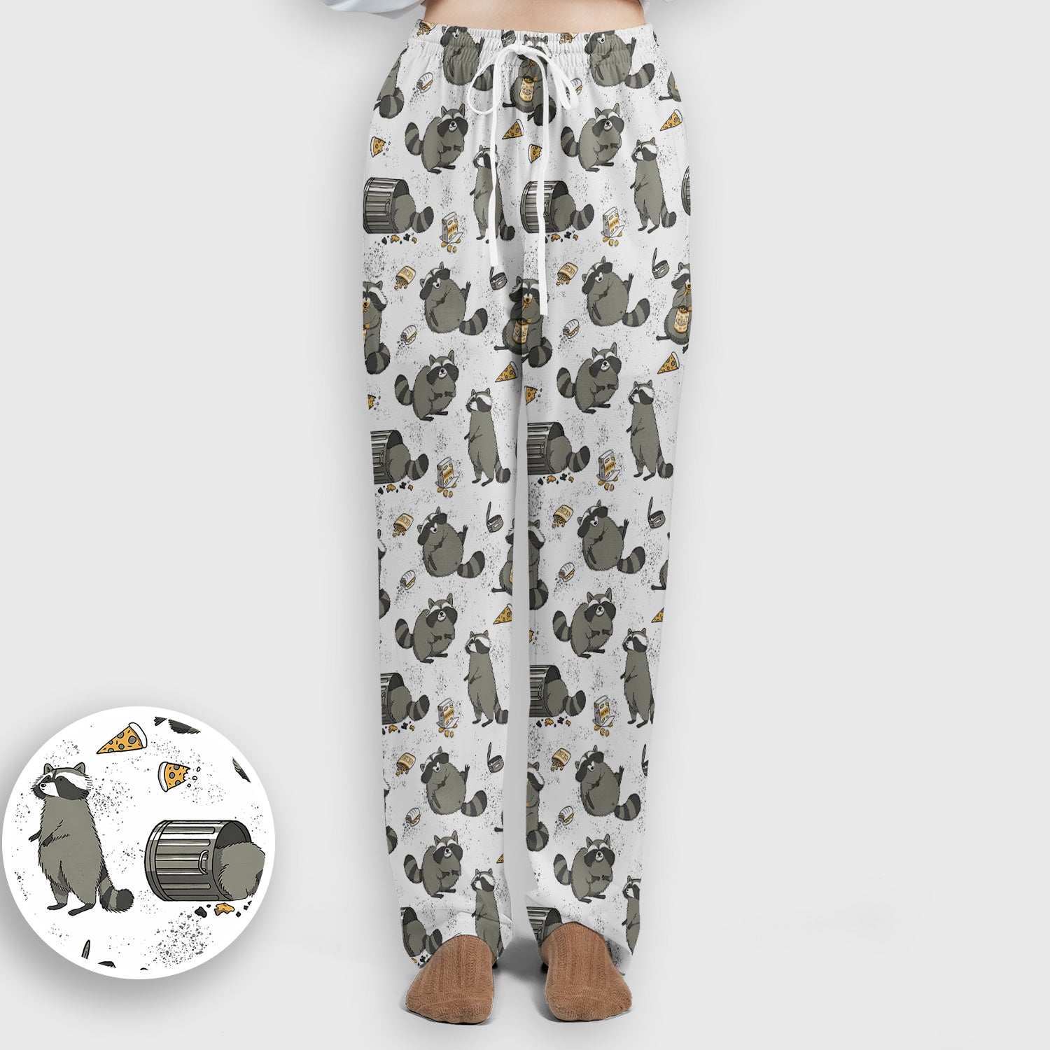 Raccoon Snack And Trash Can Pattern Scrub Set, Breathable Med Uniform