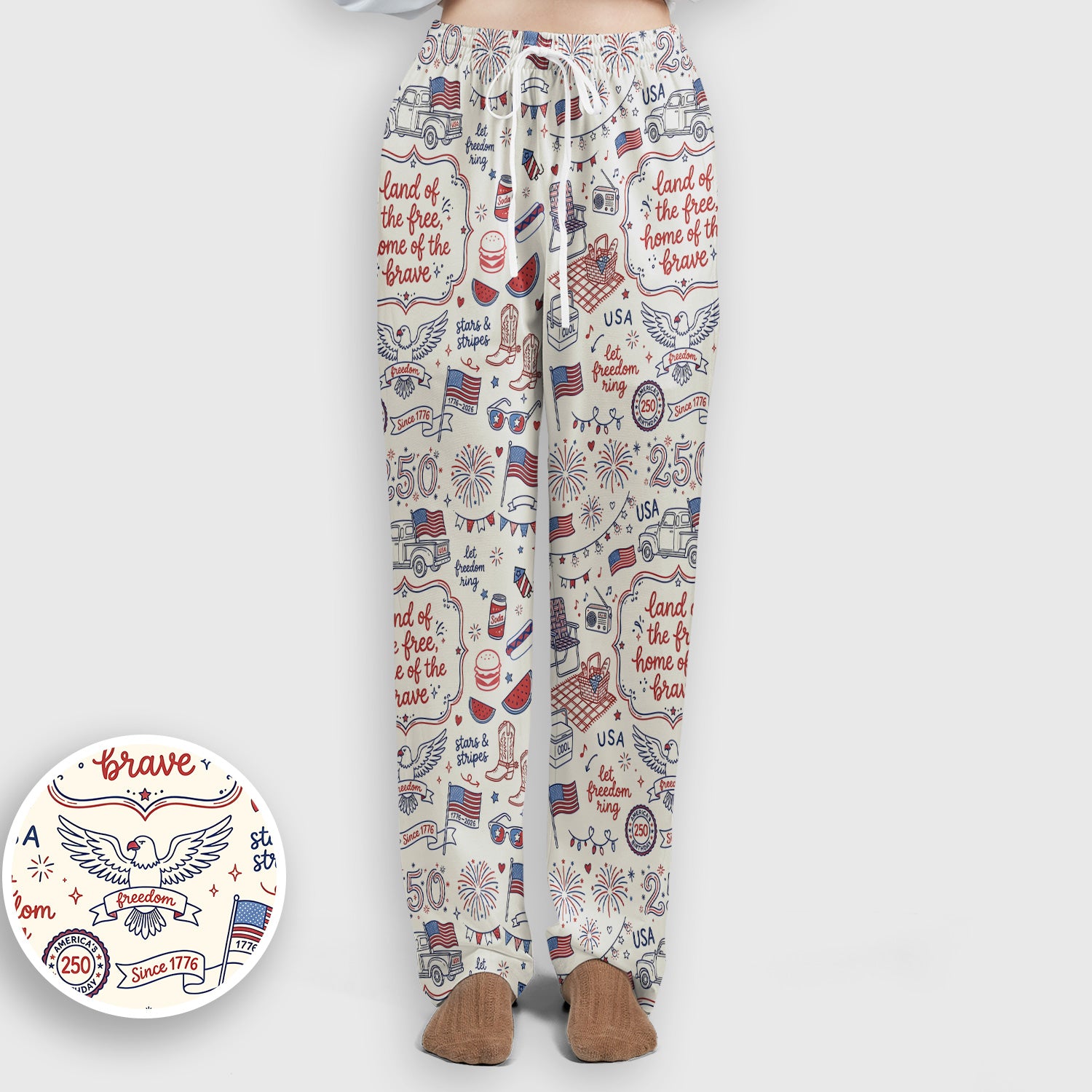 Vintage USA Freedom Print Scrub Set, Scrub Pants and V Neck Top
