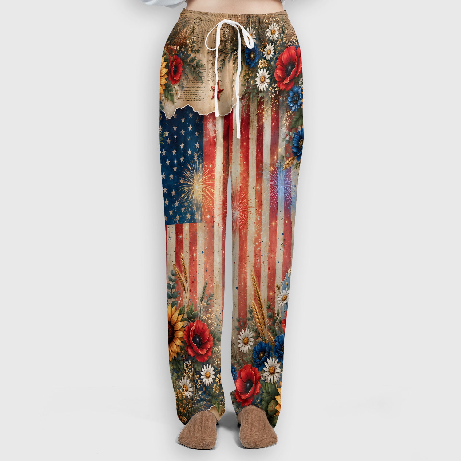 Patriotic Highland Cow Nurse for RN, CNA, Healthcare Workers Scrub Set, Scrub Pants and V Neck Top
