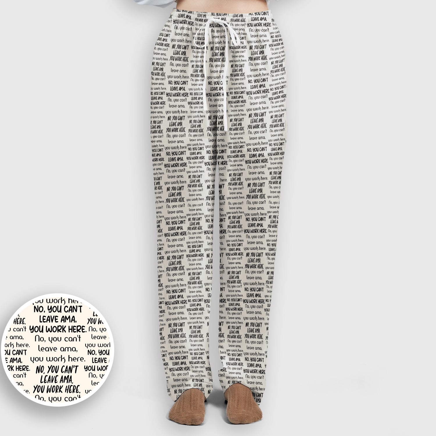 Funny Repeating Nurse Work Quote Text Pattern Scrub Set, Scrub Pants and V Neck Top