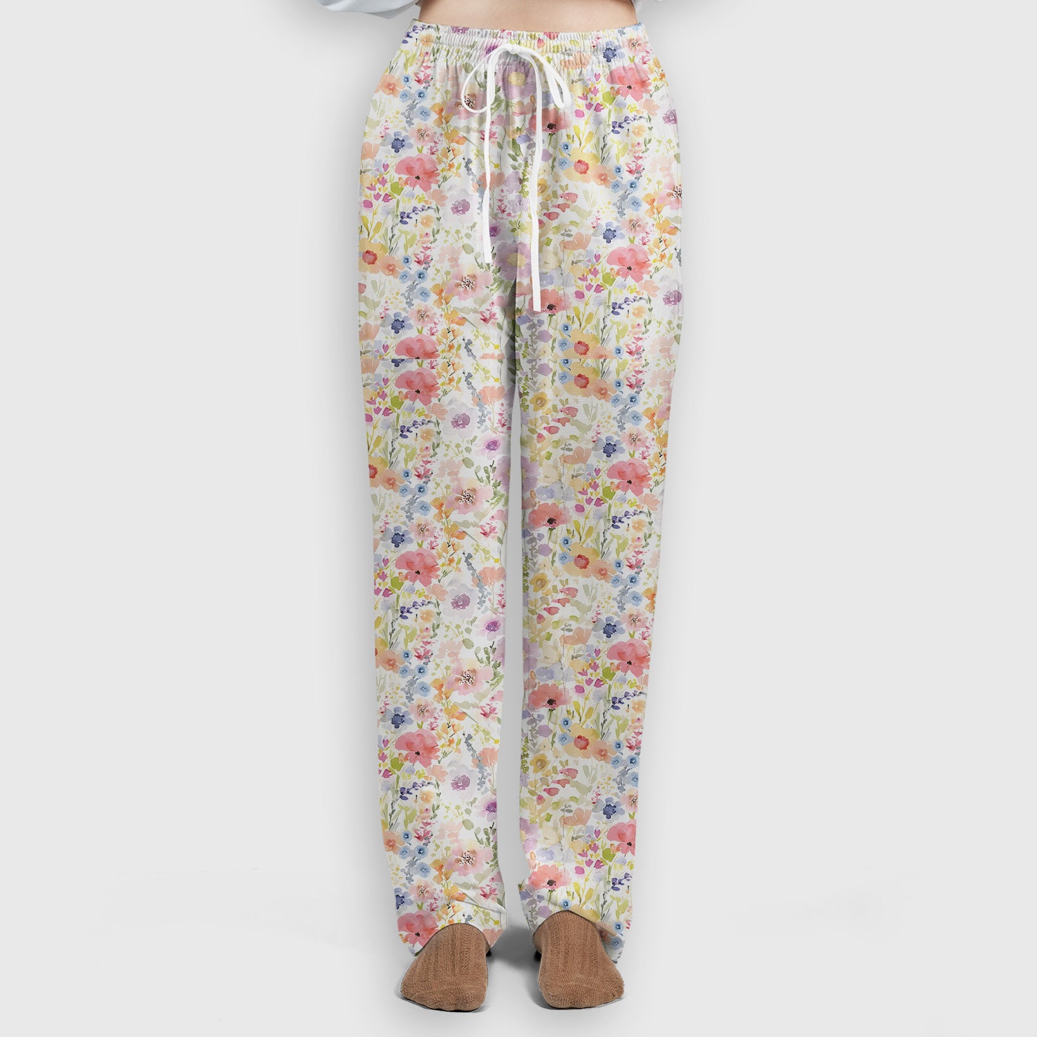 Watercolor Floral Medical Scrub Set V-Neck, Nursing Uniform Pastel Workwear