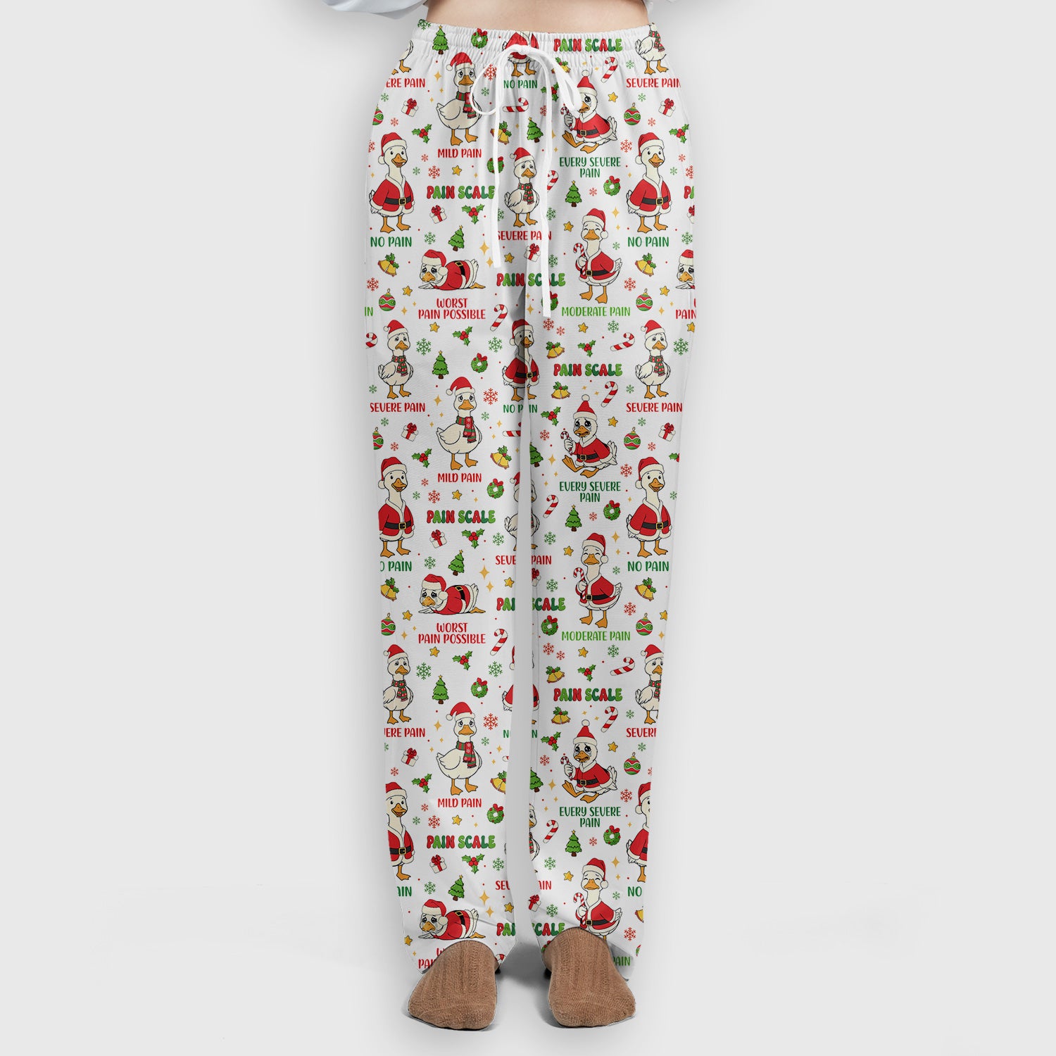 Funny Goose Christmas Scrub Set - Pain Scale Scrubs Pants and V Neck Top - Cute Holiday Medical Uniform for Women