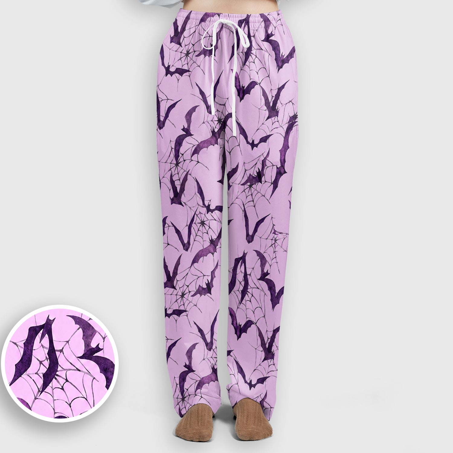 Halloween Bat with Spider Web Scrub Set, Scrub Pants and V Neck Top