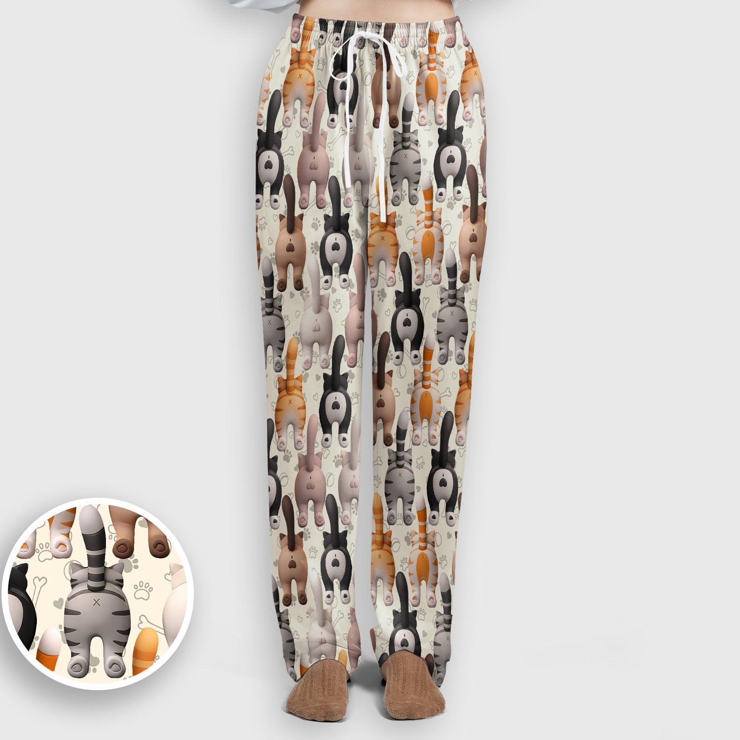 Funny Cat Butt Paw Print Pattern Scrub Set, Nurse Uniform Scrubs Set