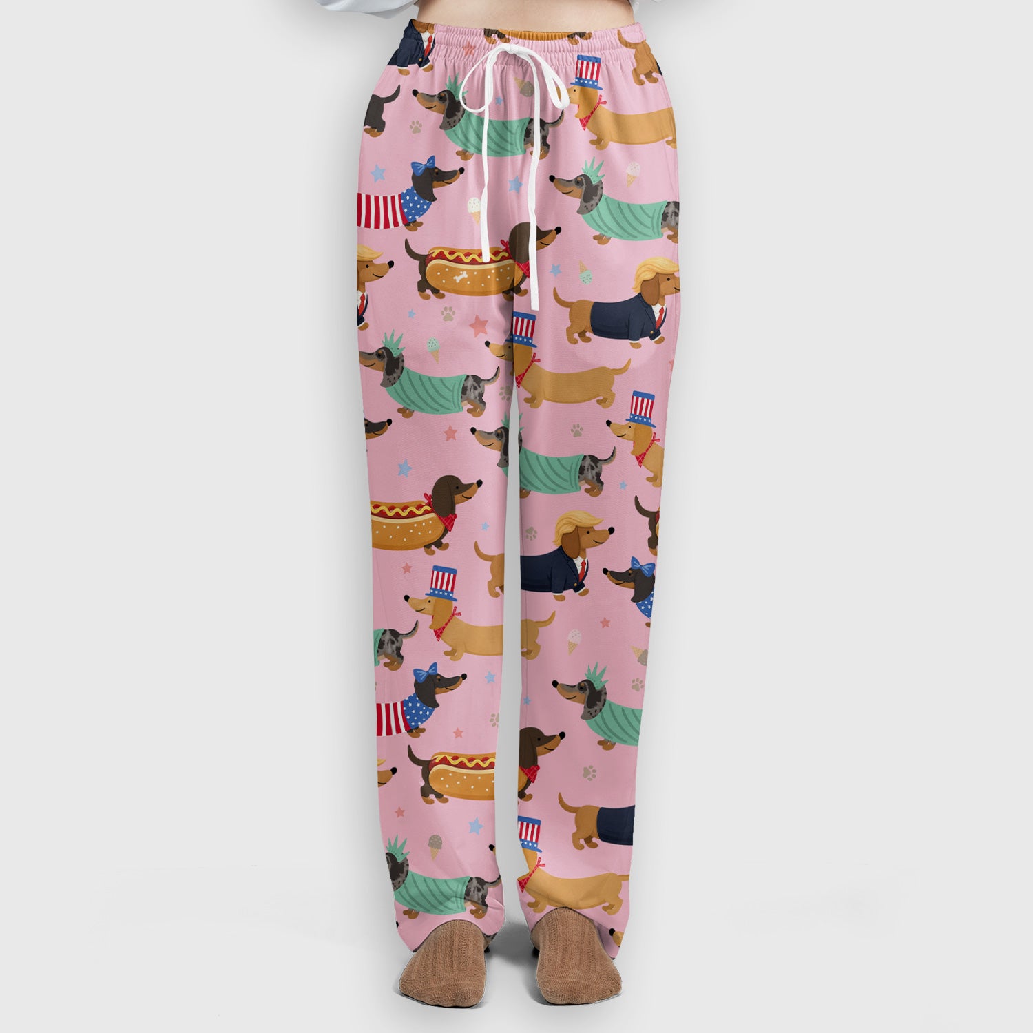 Funny Patriotic Dachshund Costume Dogs Scrub Set, Women's Scrub Sets