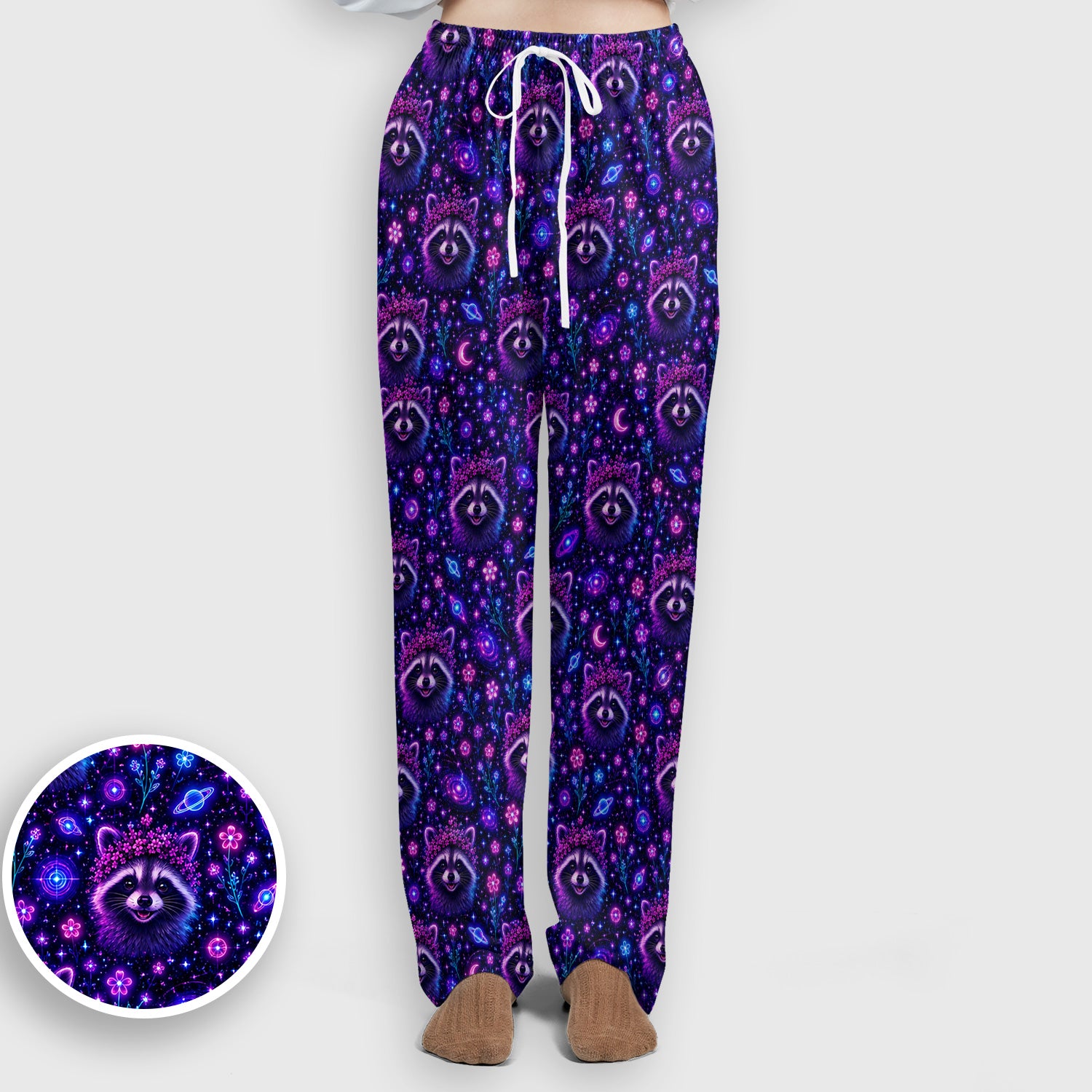 Galaxy Raccoon Nurse Pattern Scrub Set, Scrub Pants and V Neck Top