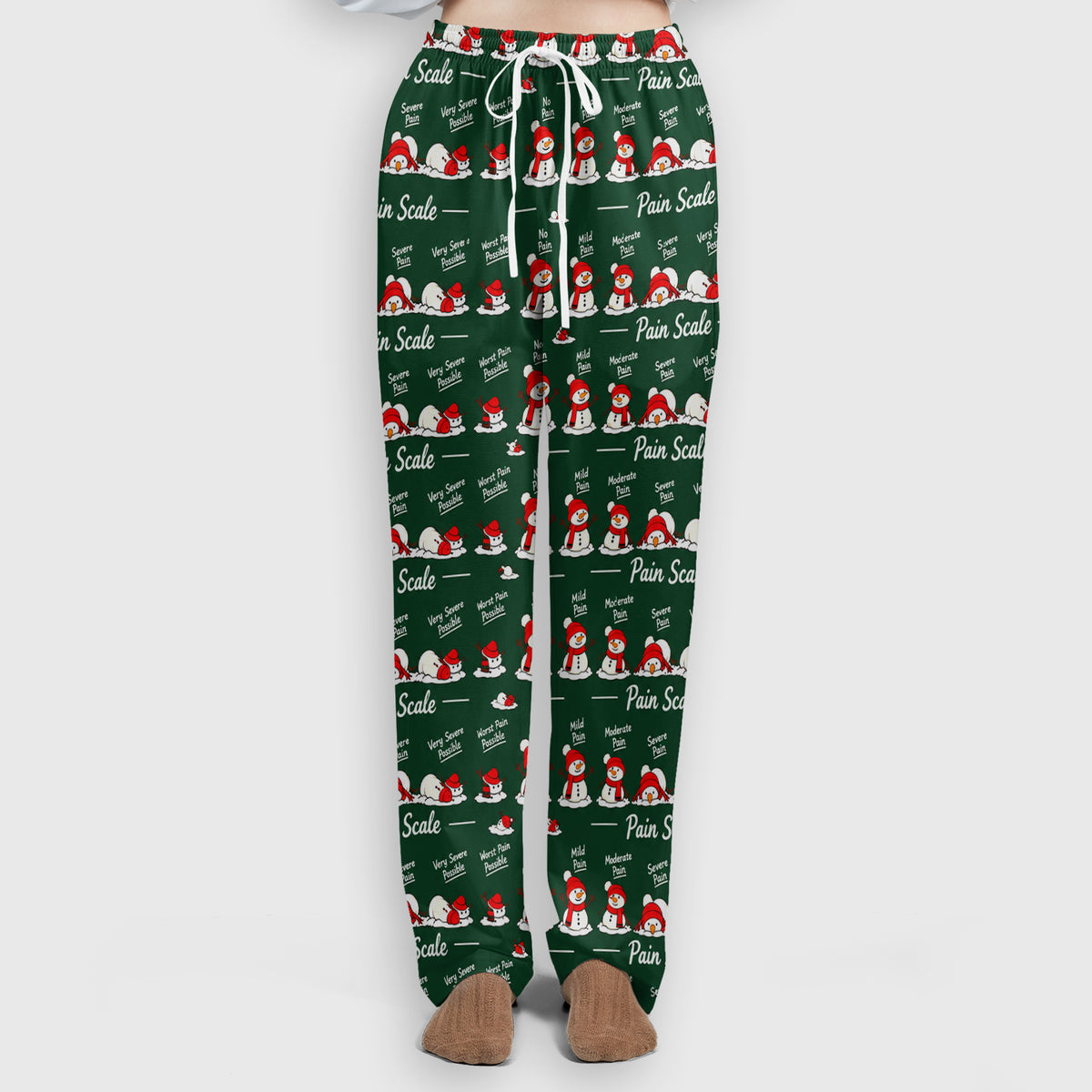 Funny Christmas Snowman Pain Scale Scrub Set, Scrub Pants and V Neck Top