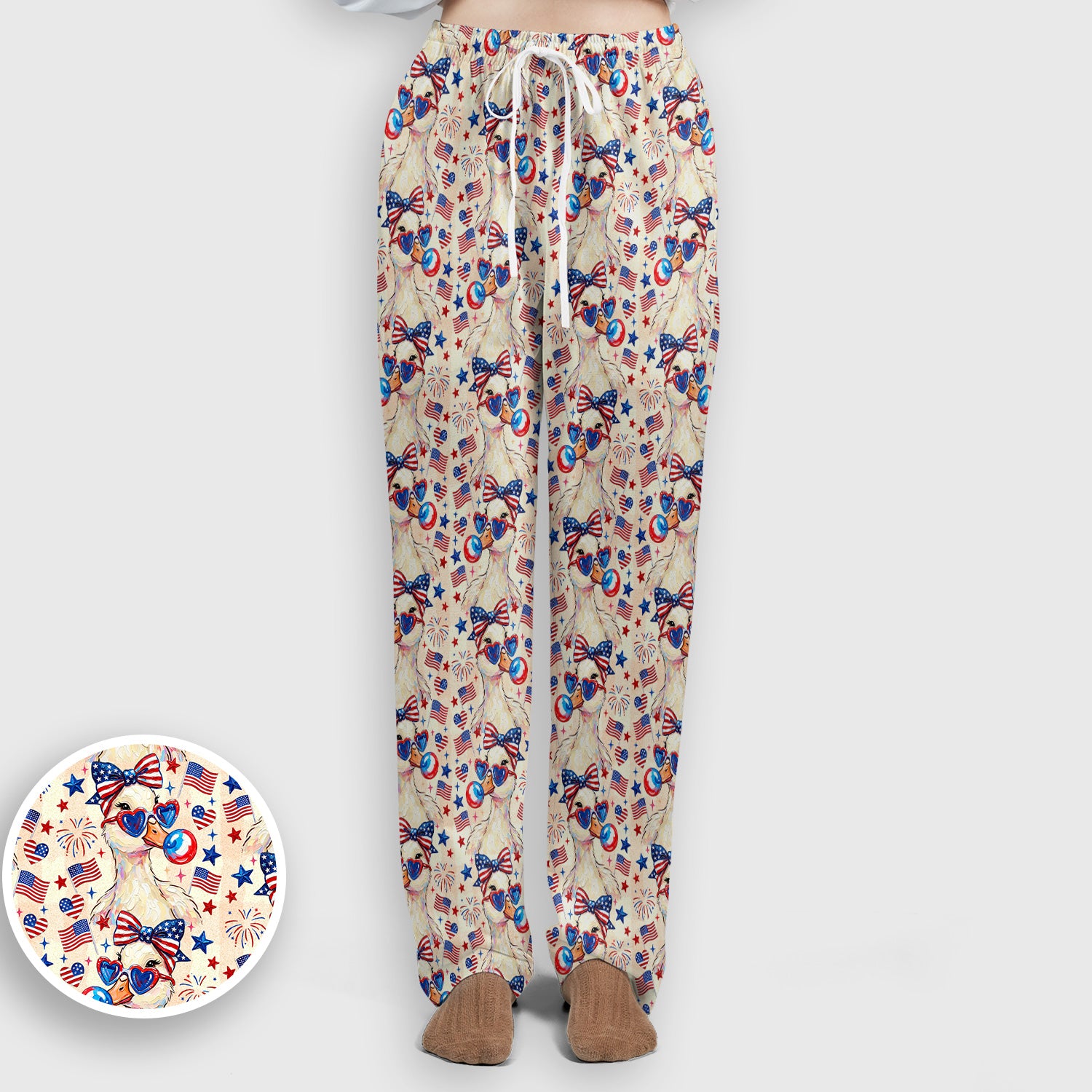 USA Flag 250th Patriotic Duck Sunglasses Pattern Scrub Set, Scrub Pants and V Neck Top