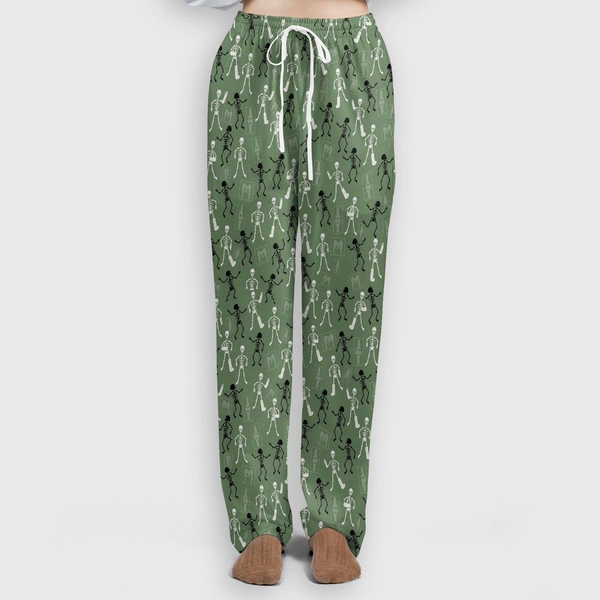 Halloween Orthopedic Skeleton Scrub Set, Scrub Pants and V Neck Top for Orthopedic Nurses