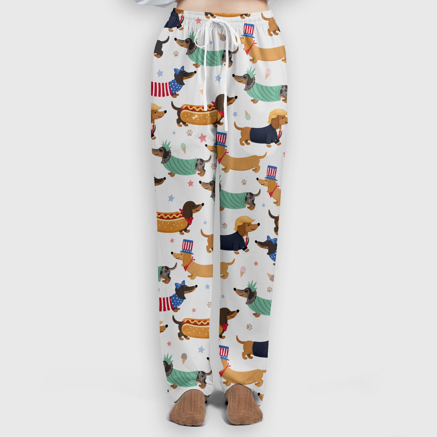 Funny Patriotic Dachshund Costume Dogs Scrub Set, Women's Scrub Sets