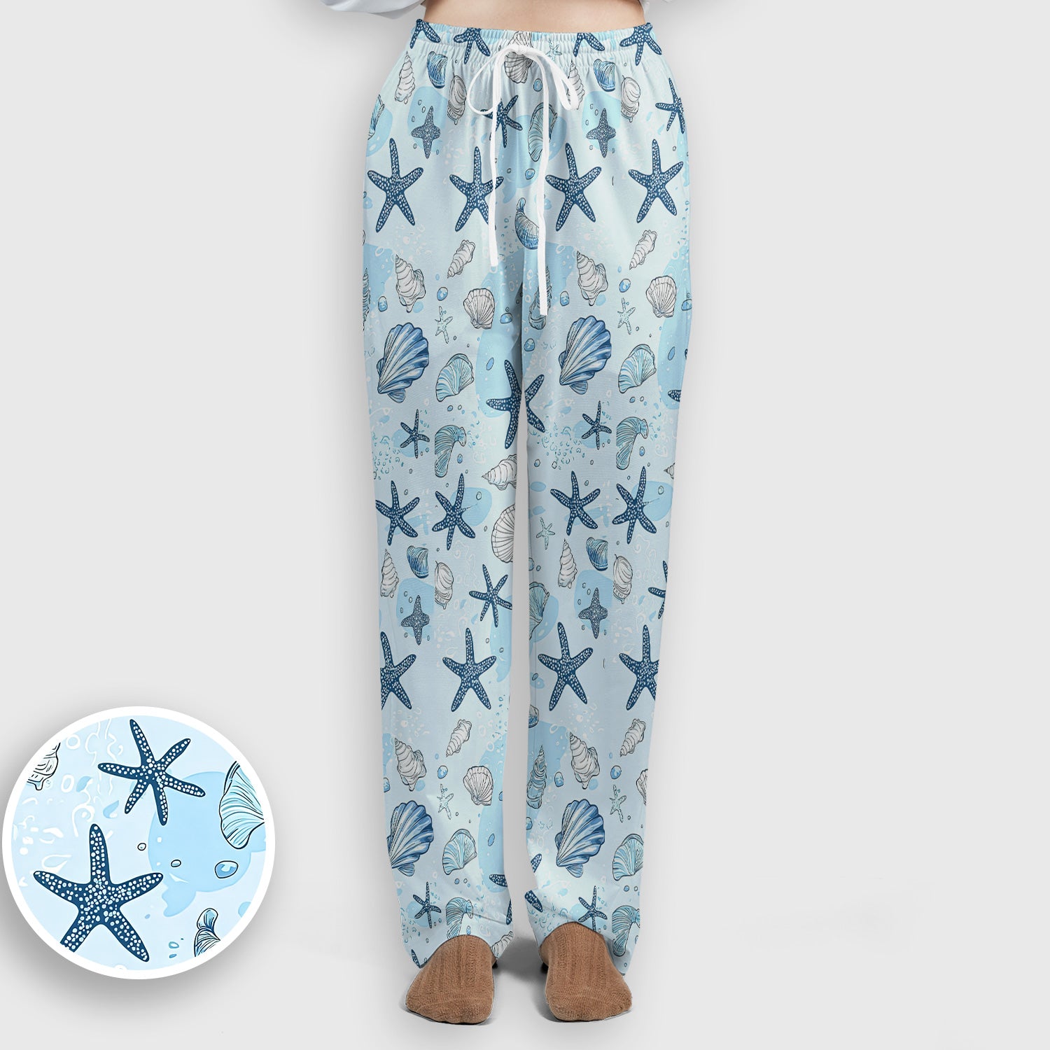 Ocean Shell And Starfish Print Scrub Set, Women's Scrub Sets