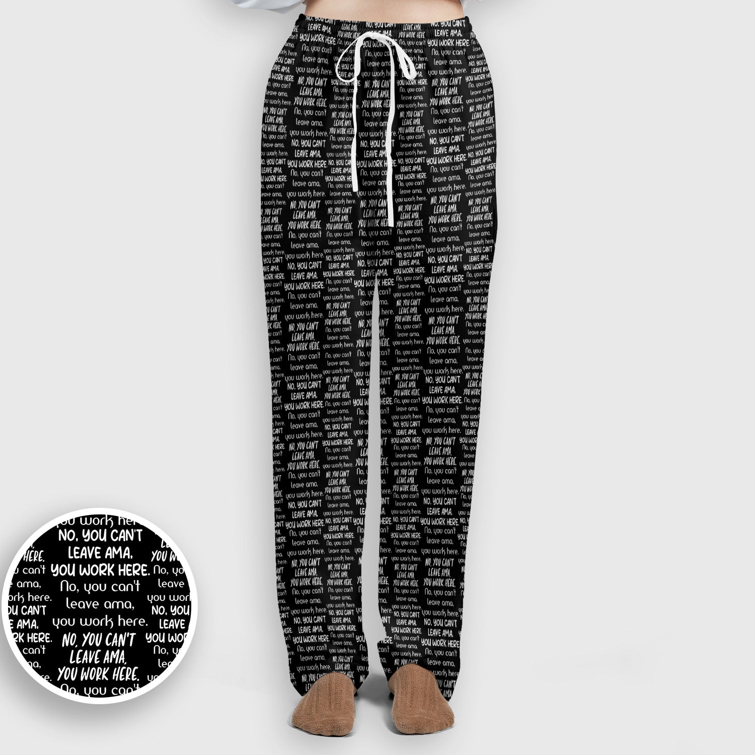 Funny Repeating Nurse Work Quote Text Pattern Scrub Set, Scrub Pants and V Neck Top