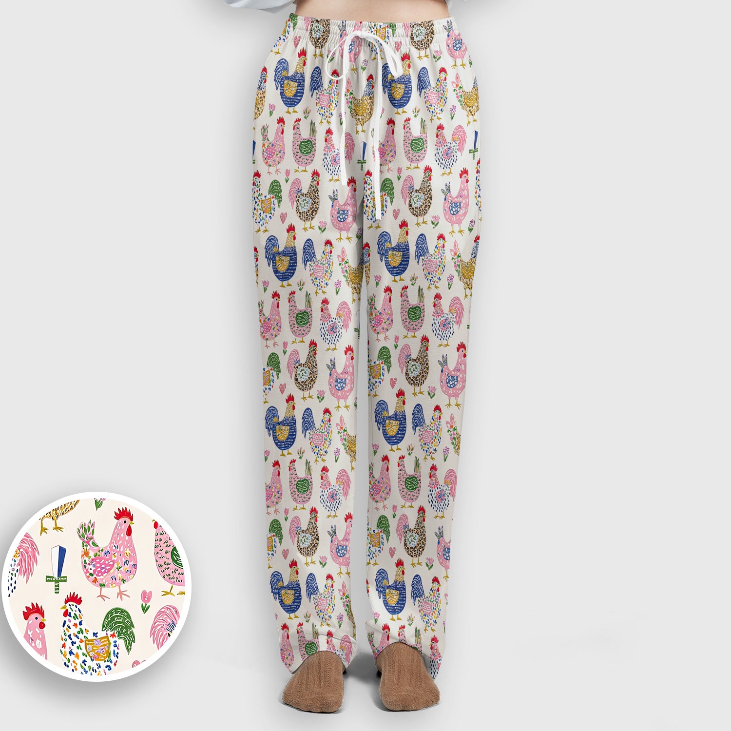 Funny Chicken Rooster Pattern Scrub Set, Women's Scrub Sets