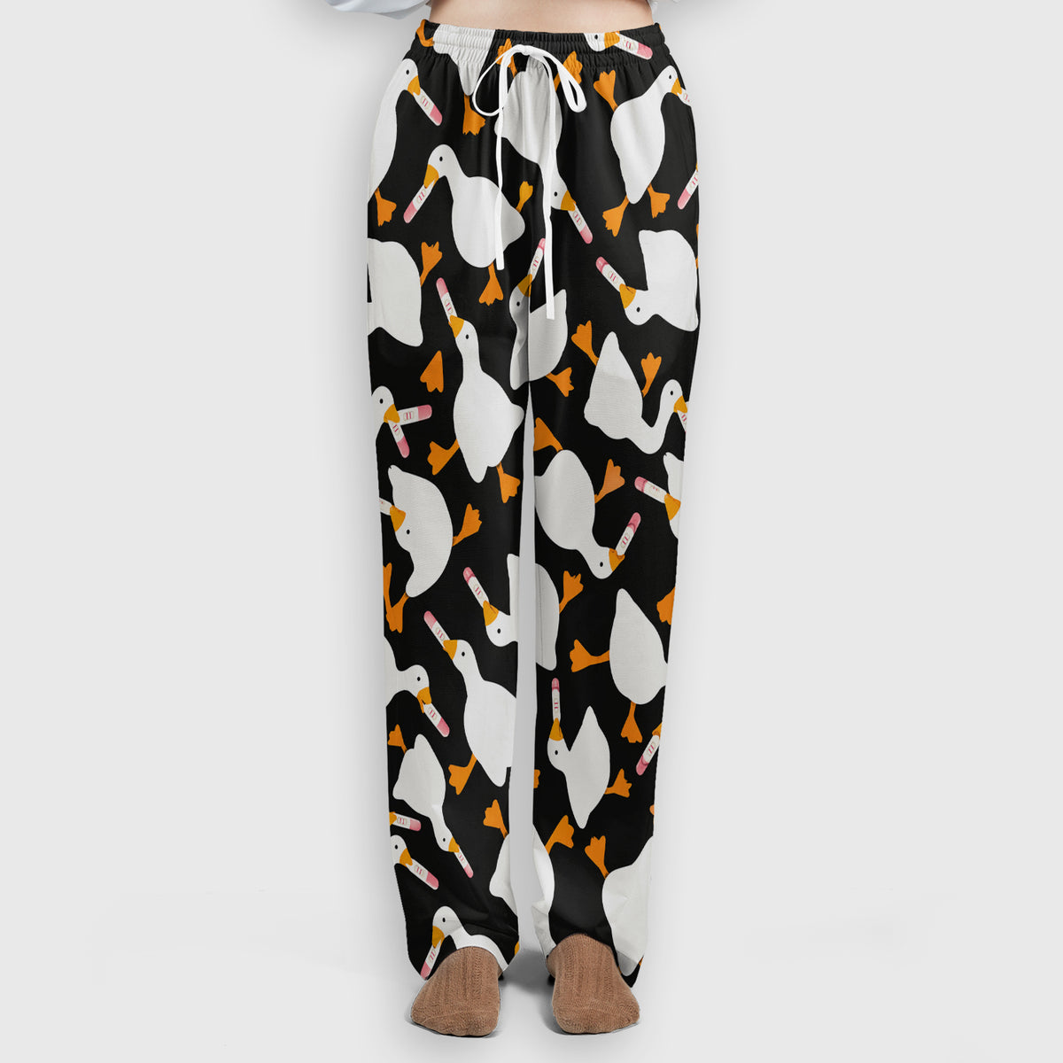 Funny Geese Holding Pregnancy Test Scrub Set, Scrub Pants and V Neck Top