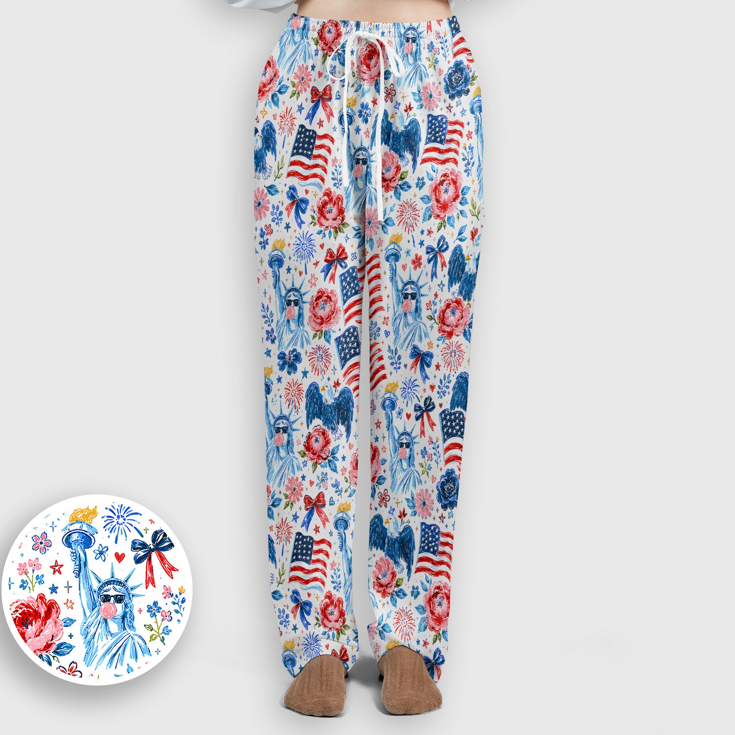 Patriotic Liberty Nurse Pattern Scrub Set, Scrub Pants and V Neck Top