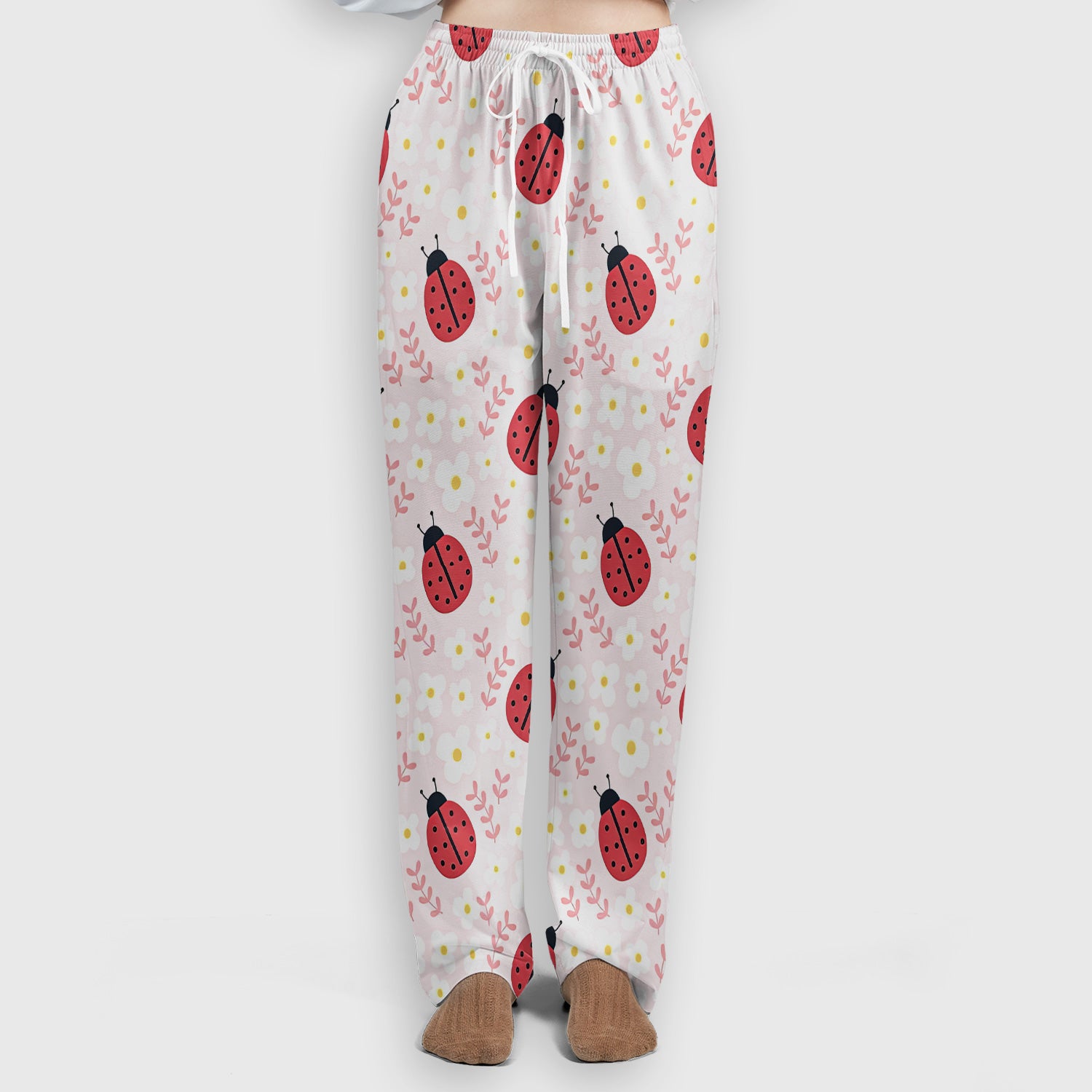 Lovely Ladybug Blossom Garden Print Scrub Set, Women's Scrub Sets