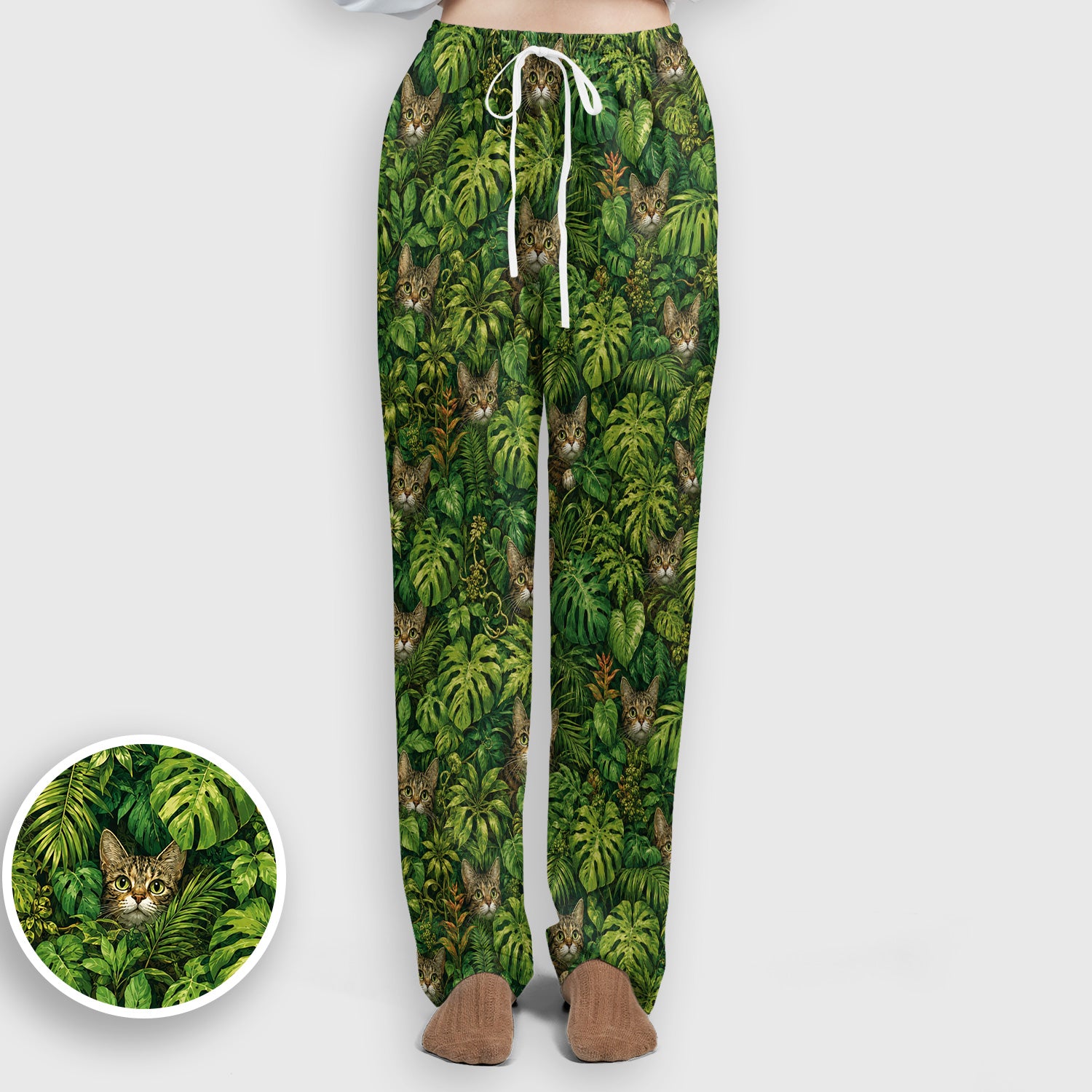 Hidden Jungle Cat Veterinary Nurse Pattern Scrub Set, Scrub Pants and V Neck Top