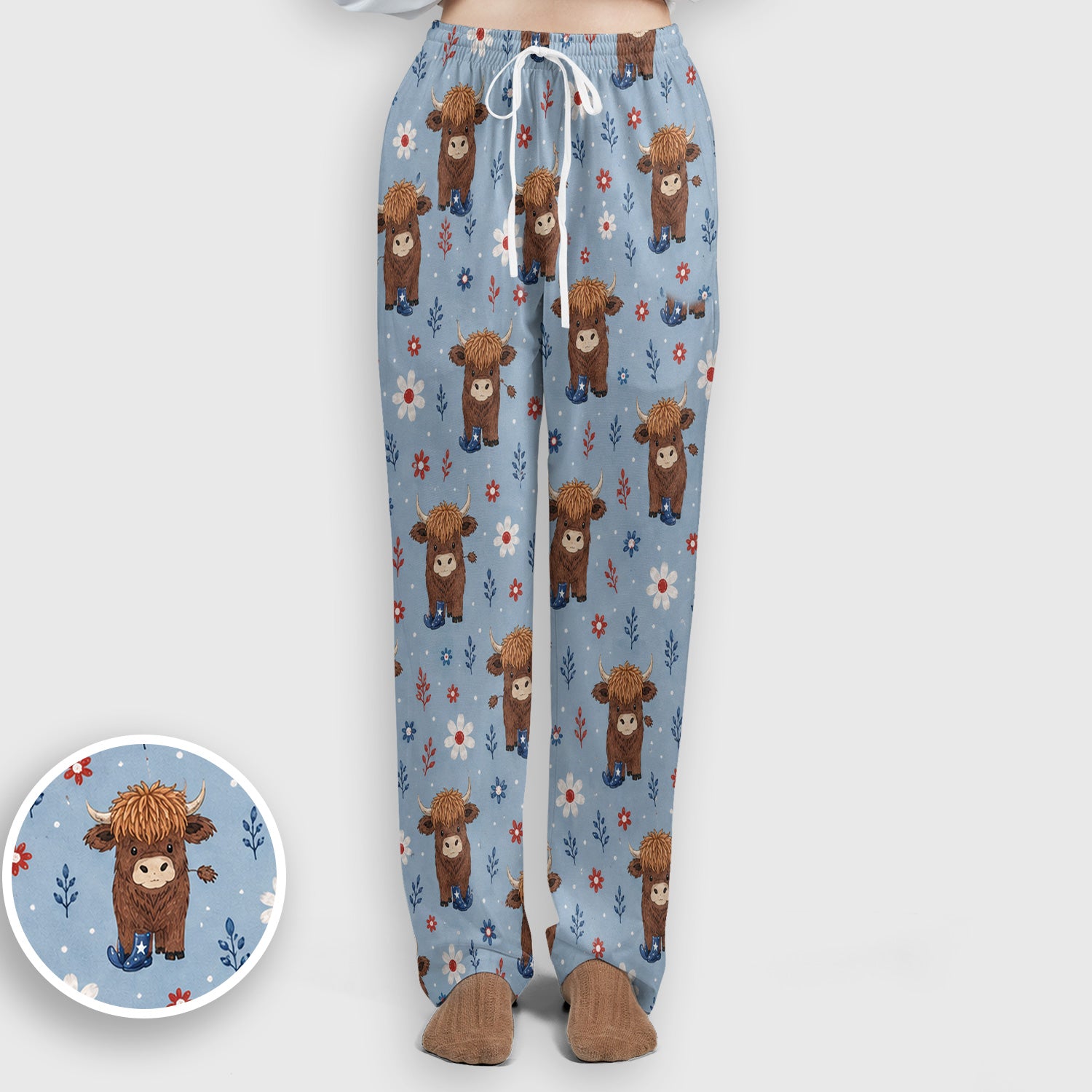 Floral Cowboy Boots Pattern Scrub Set, Scrub Pants and V Neck Top