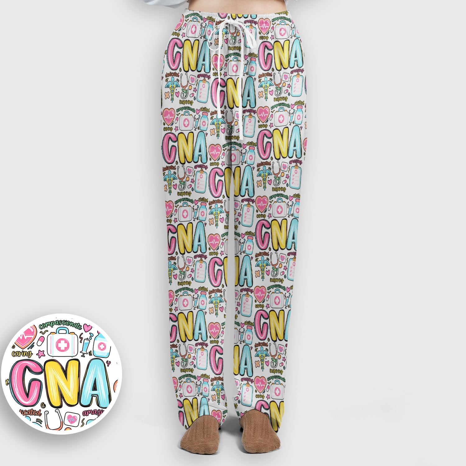 CNA Nurse Appreciation Pattern Scrub Set, Breathable Med Uniform