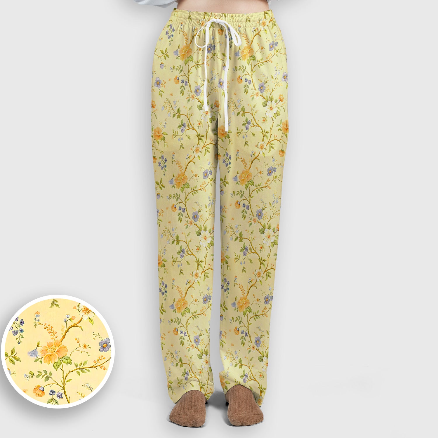 Sunny Wildflower Garden Floral Scrub Set, Scrub Pants and V Neck Top