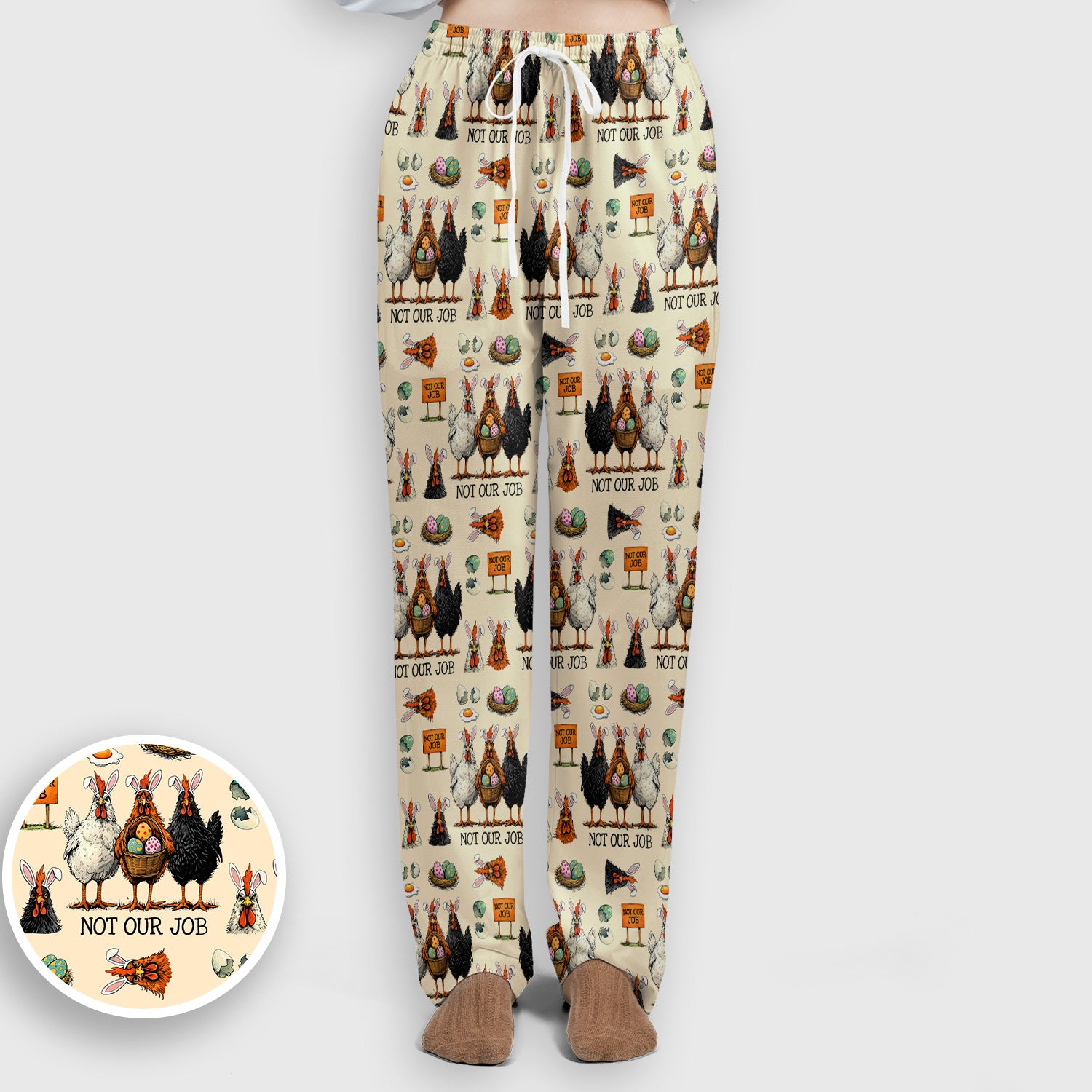 Funny Easter Chicken Humor Pattern Scrub Set, Scrub Pants and V Neck Top